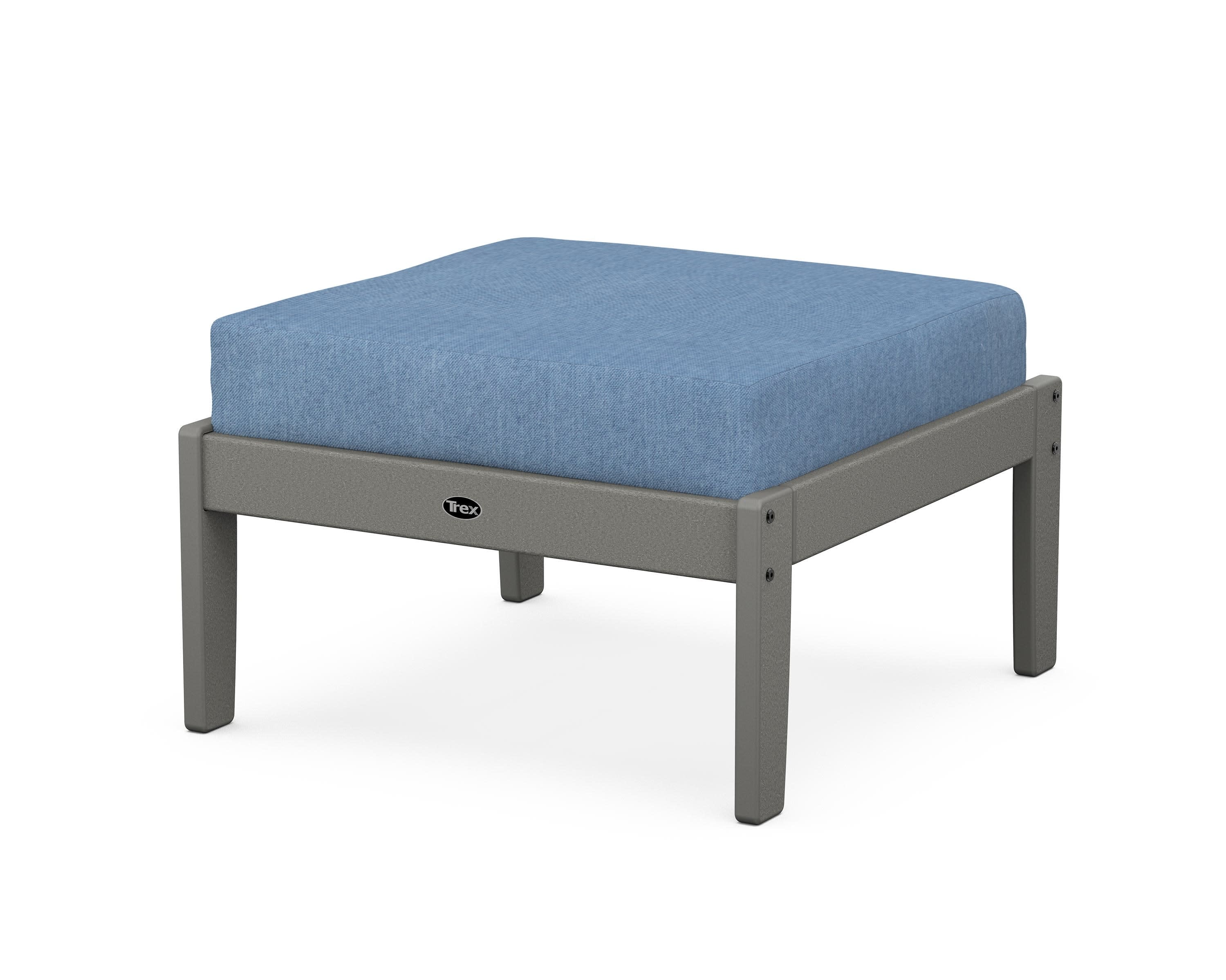 Yacht Club Deep Seating Ottoman in Stepping Stone / Sky Blue