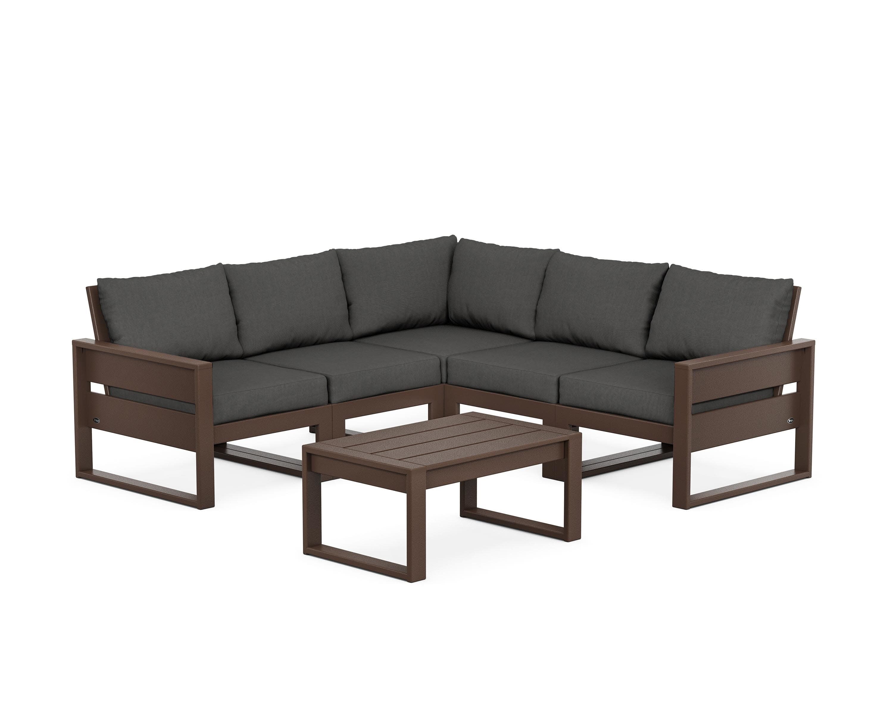 Eastport 6-Piece Deep Seating Sectional + Coffee Table Set in Vintage Lantern / Spectrum Carbon