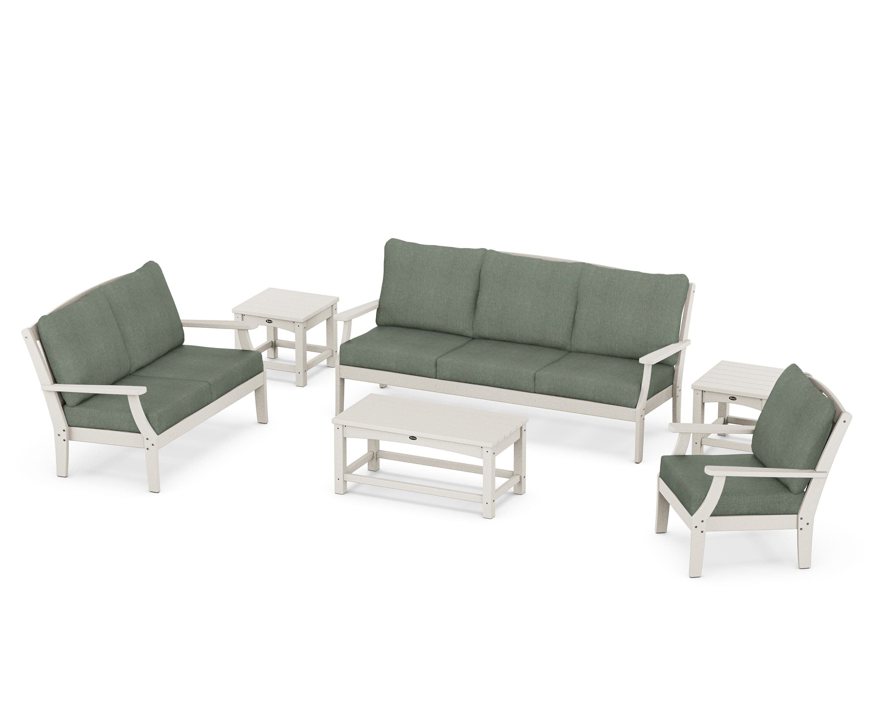 Yacht Club 6-Piece Deep Seating Set in Sand Castle / Cast Sage