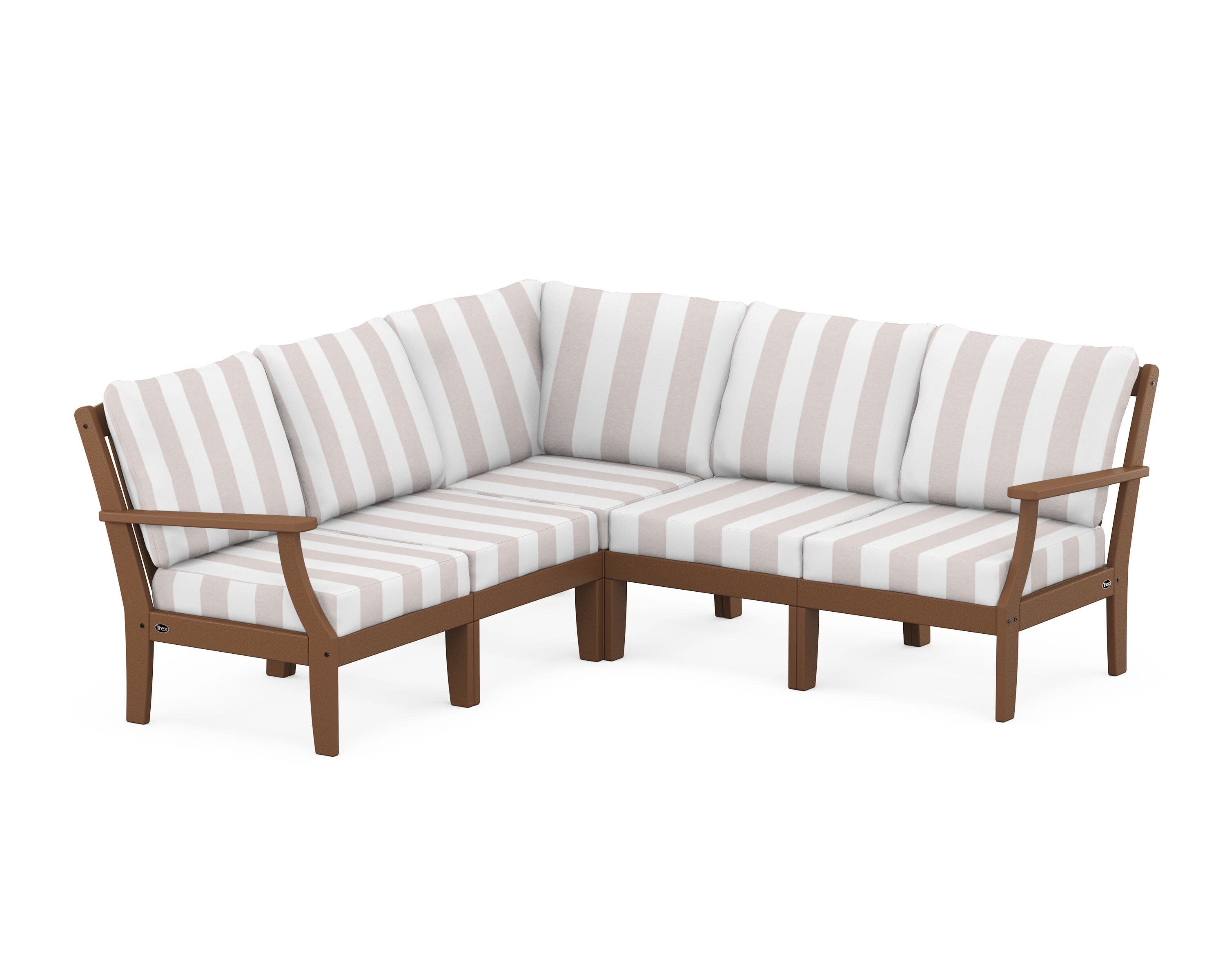 Yacht Club Modular 5-Piece Deep Seating Set in Tree House / Cabana Stripe Dune Burlap
