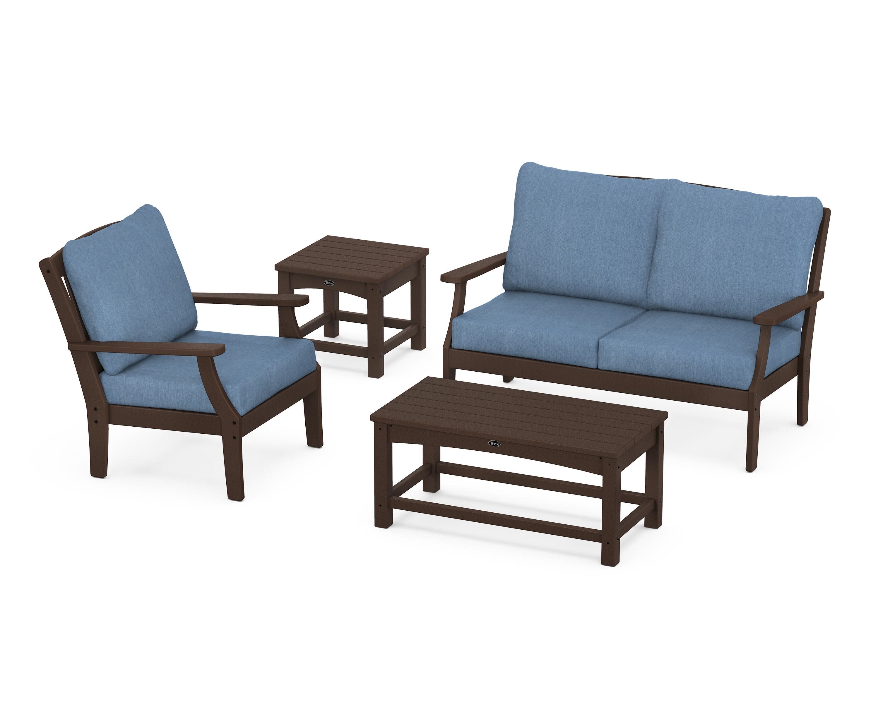 Yacht Club 4-Piece Deep Seating Set in Vintage Lantern / Sky Blue