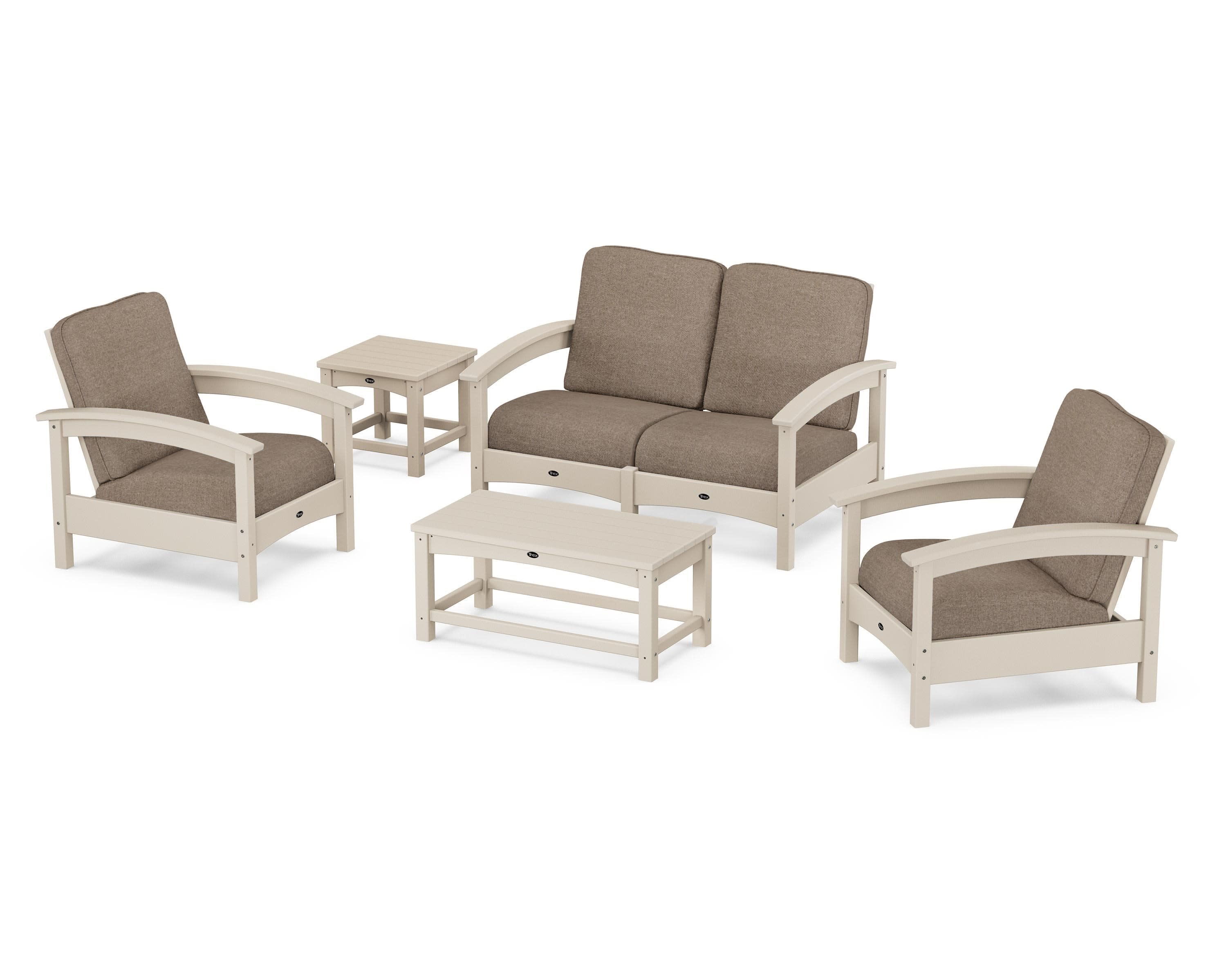Rockport Club 6-Piece Deep Seating Conversation Set in Sand Castle / Spiced Burlap