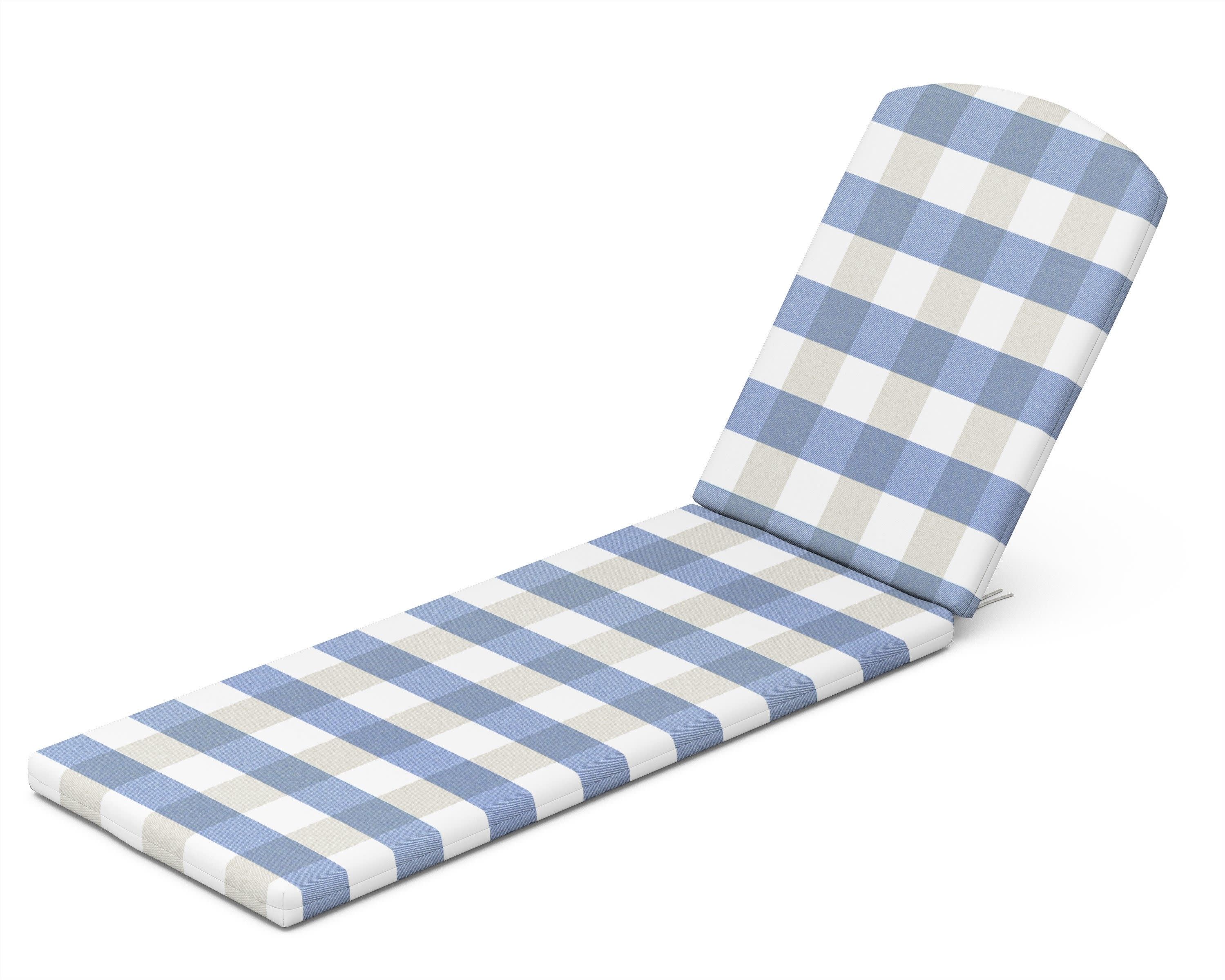 Chaise Cushion - 77"D x 21.25"W x 2.5"H in Buffalo Plaid Sky Blue