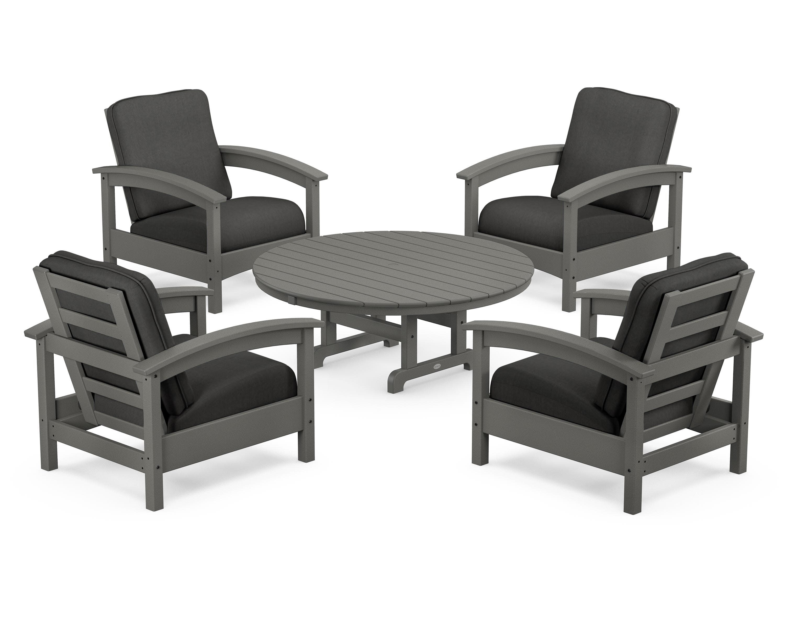 Rockport 5-Piece Deep Seating Set in Stepping Stone / Spectrum Carbon