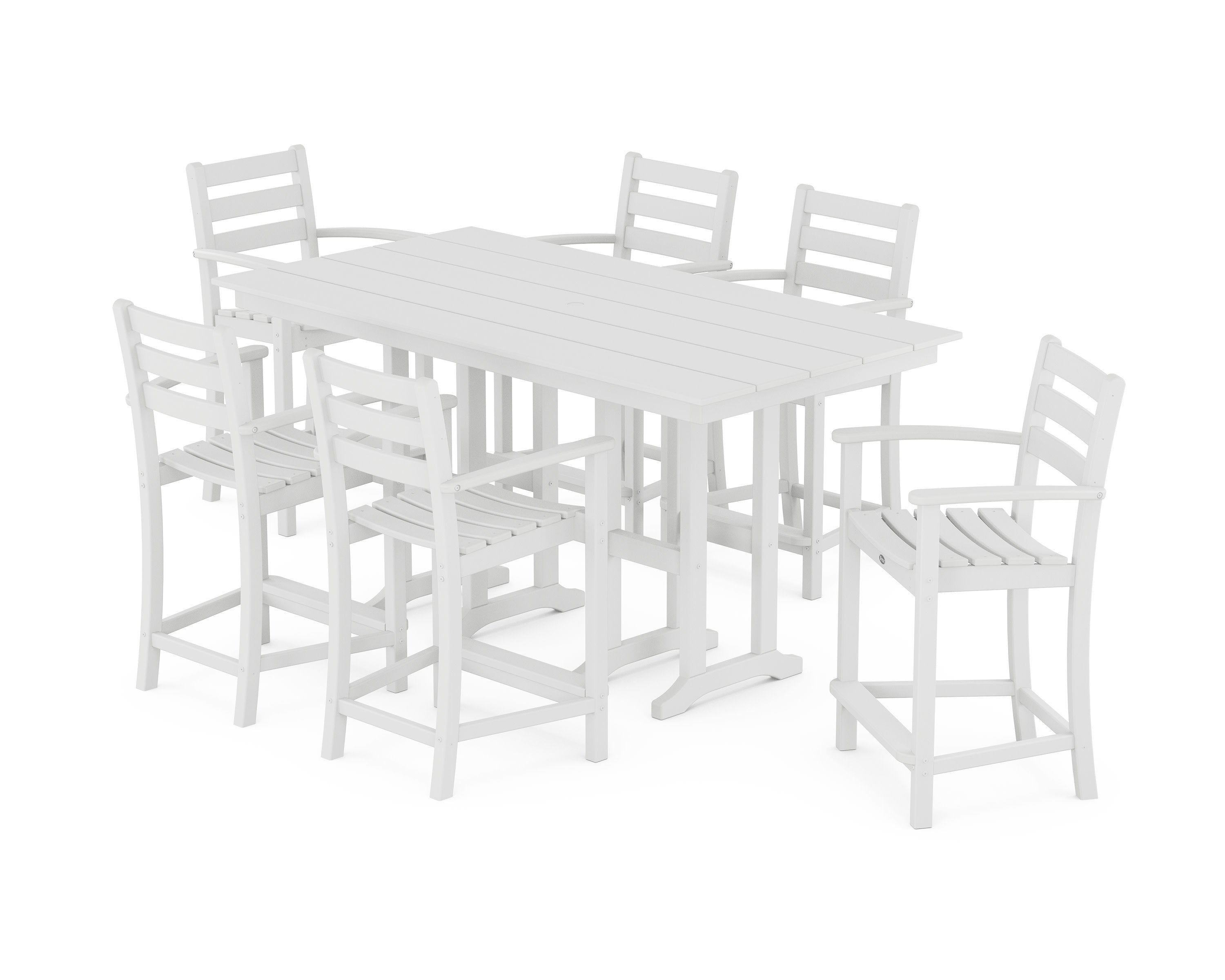 Monterey Bay 7-Piece Farmhouse Arm Chair Counter Set in Classic White
