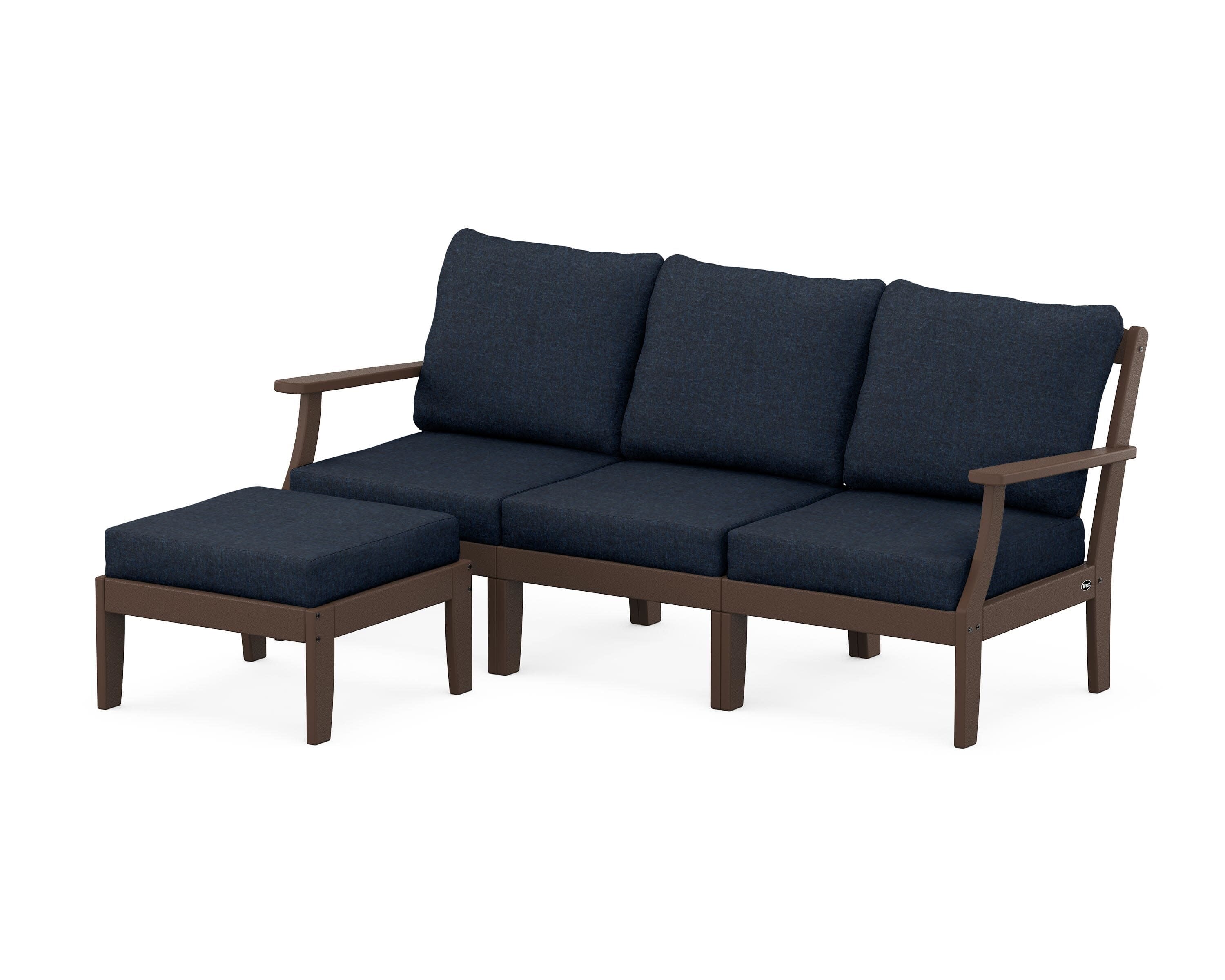 Yacht Club Modular 4-Piece Deep Seating Set with Ottoman in Vintage Lantern / Marine Indigo