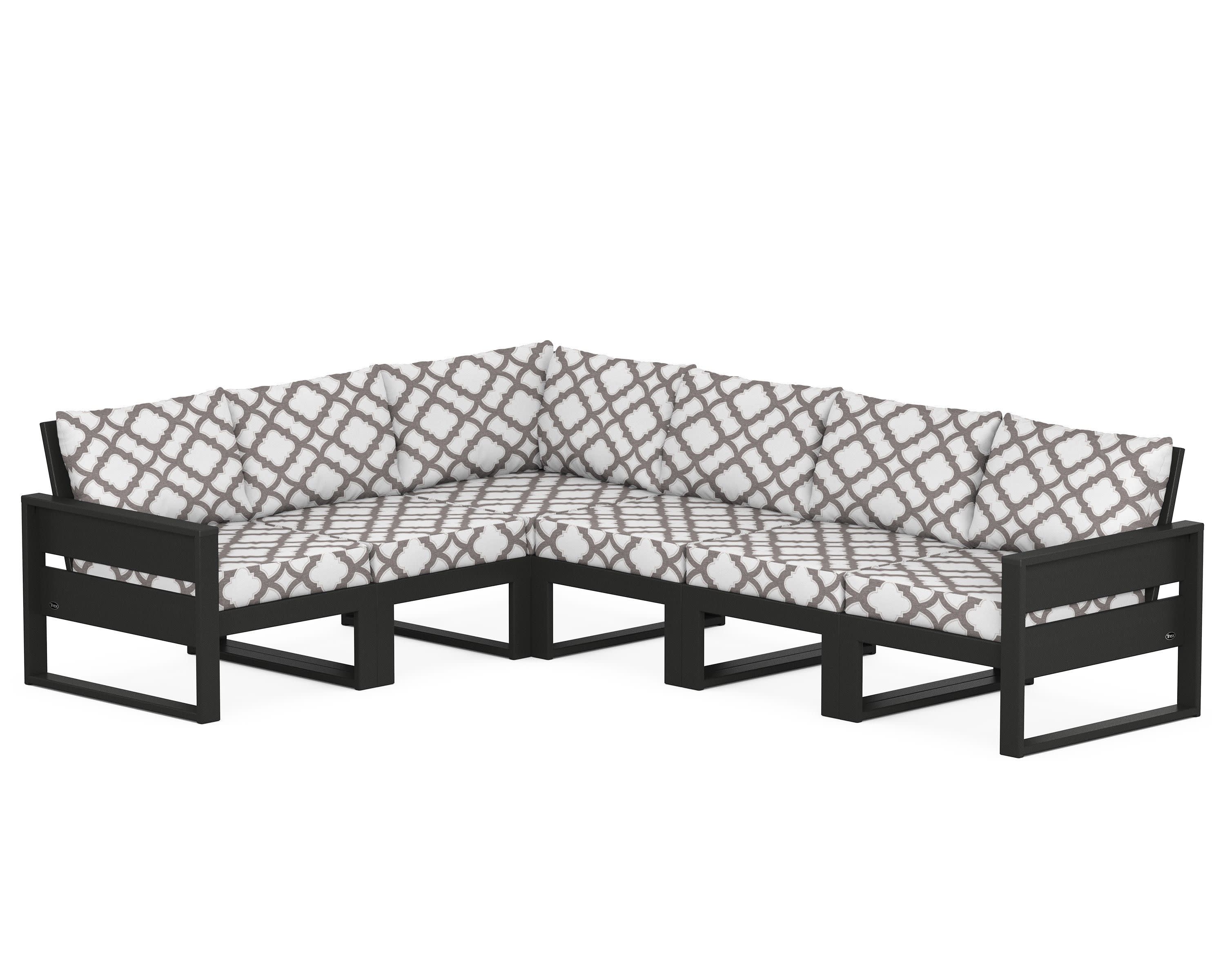 Eastport 6-Piece Sectional in Charcoal Black / Trellis Grey Mist