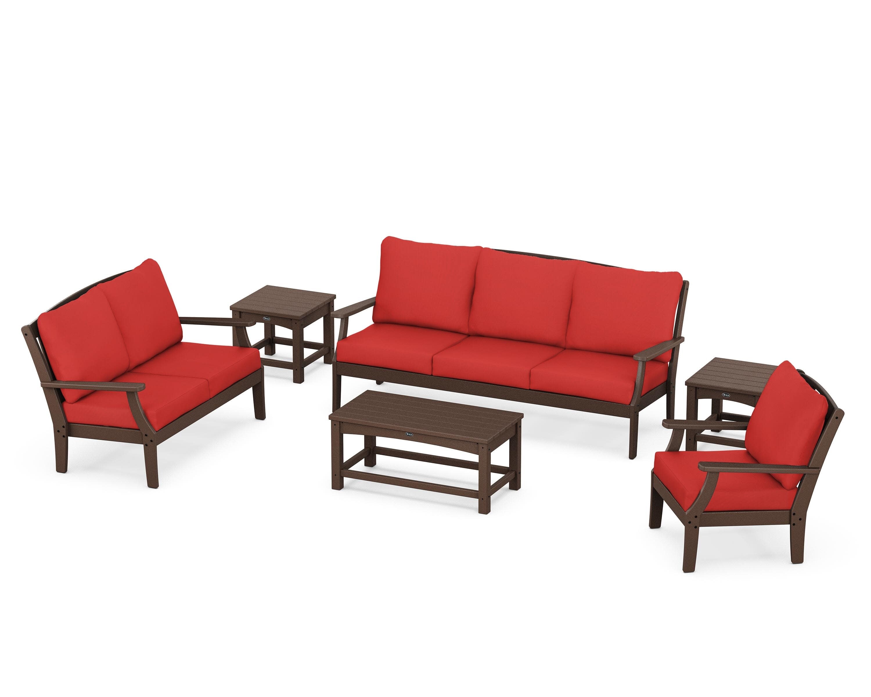 Yacht Club 6-Piece Deep Seating Set in Vintage Lantern / Crimson Linen