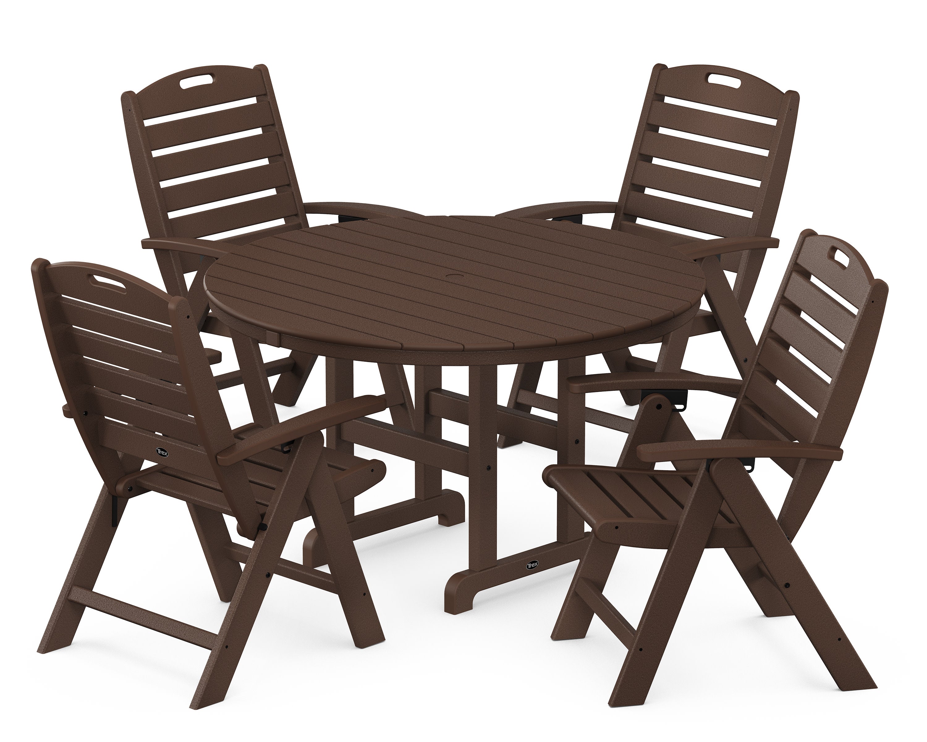 Yacht Club Highback 5-Piece Round Dining Set in Vintage Lantern