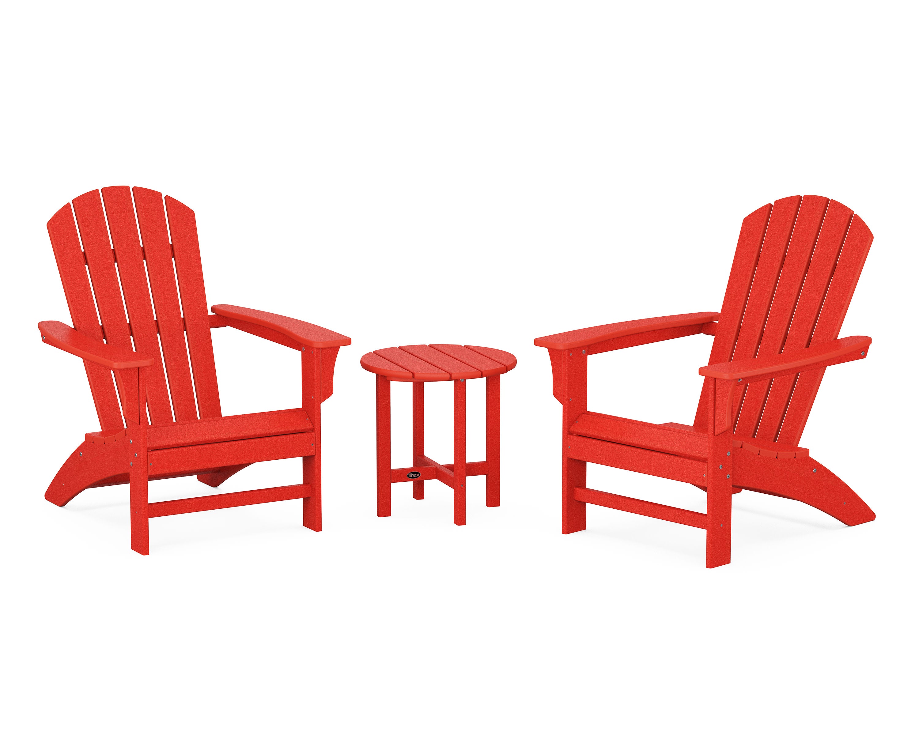 Yacht Club 3-Piece Adirondack Set in Sunset Red