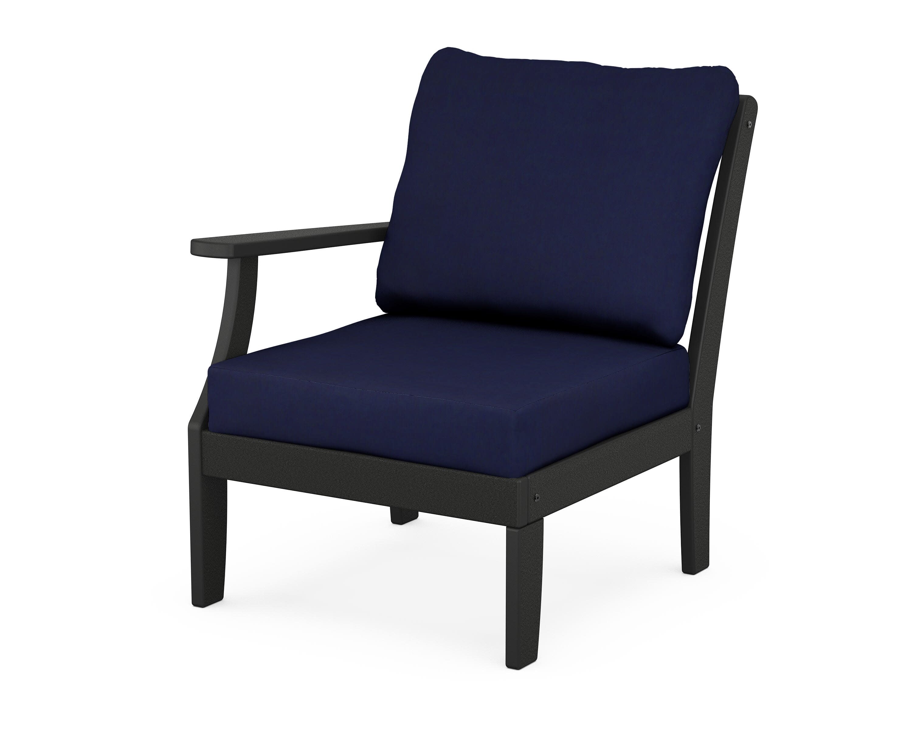 Yacht Club Modular Left Arm Chair in Charcoal Black / Navy