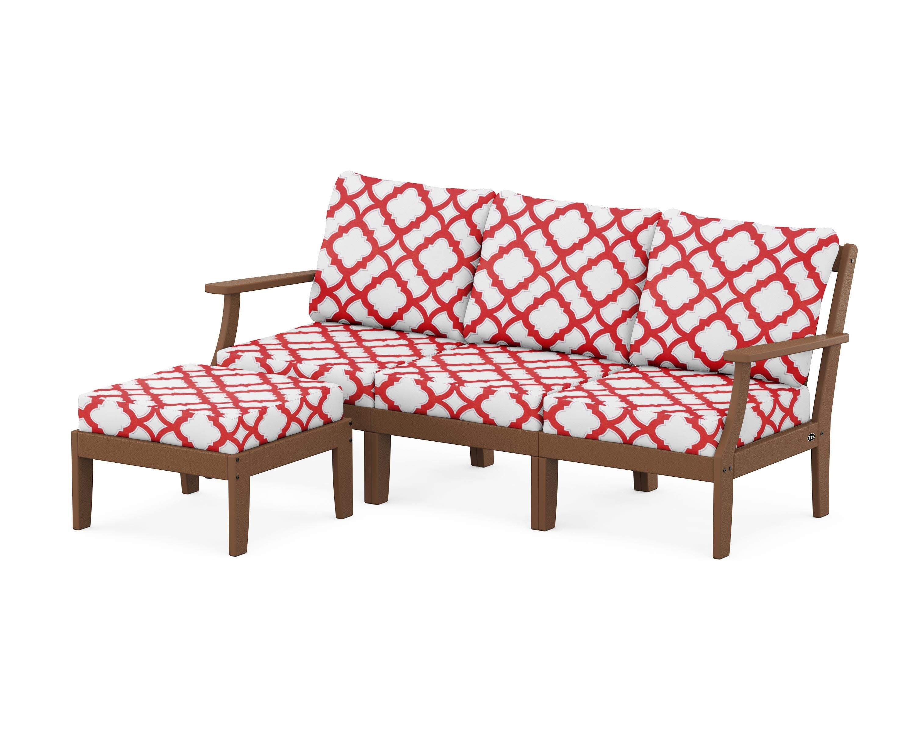 Yacht Club Modular 4-Piece Deep Seating Set with Ottoman in Tree House / Trellis Crimson