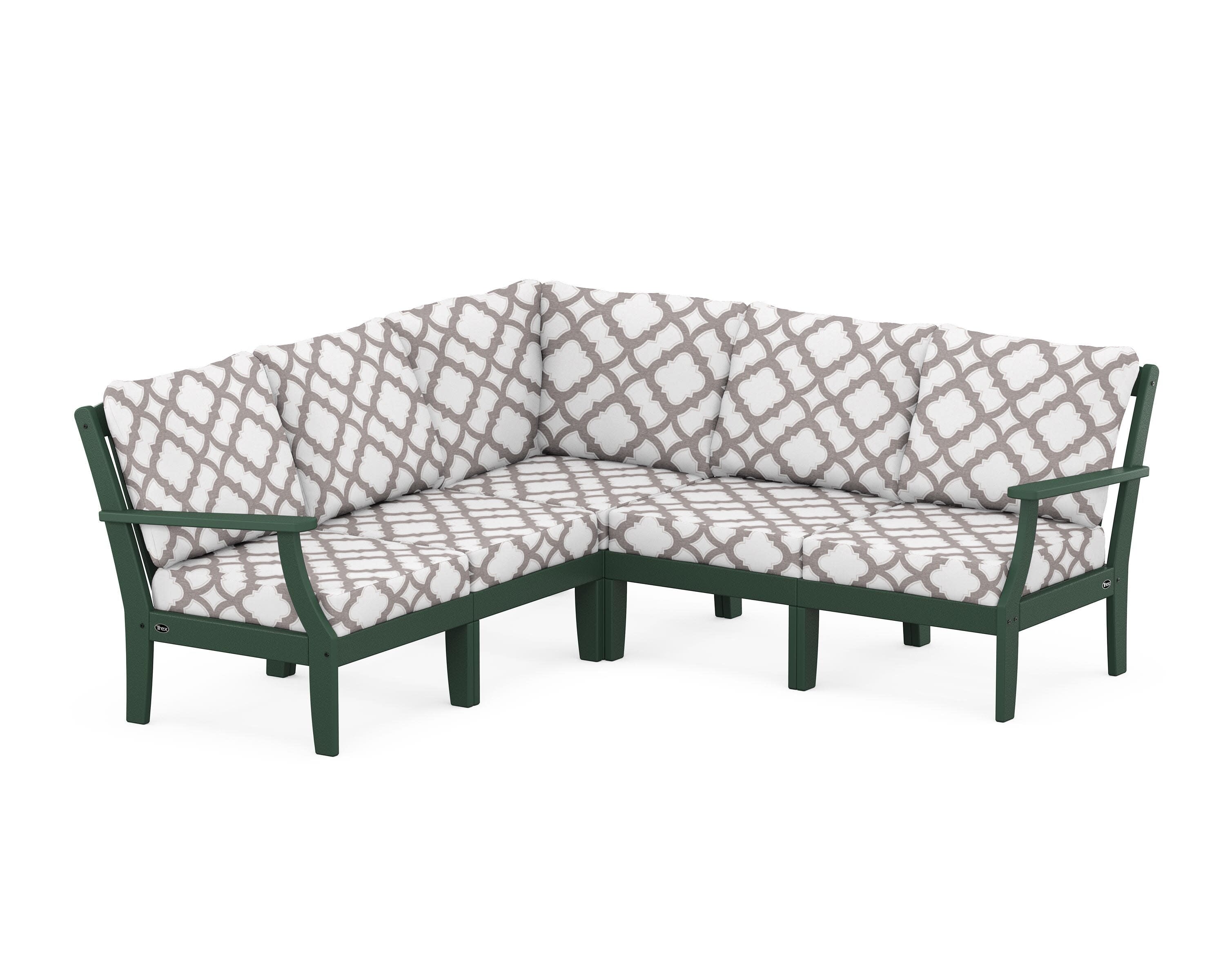 Yacht Club Modular 5-Piece Deep Seating Set in Rainforest Canopy / Trellis Grey Mist