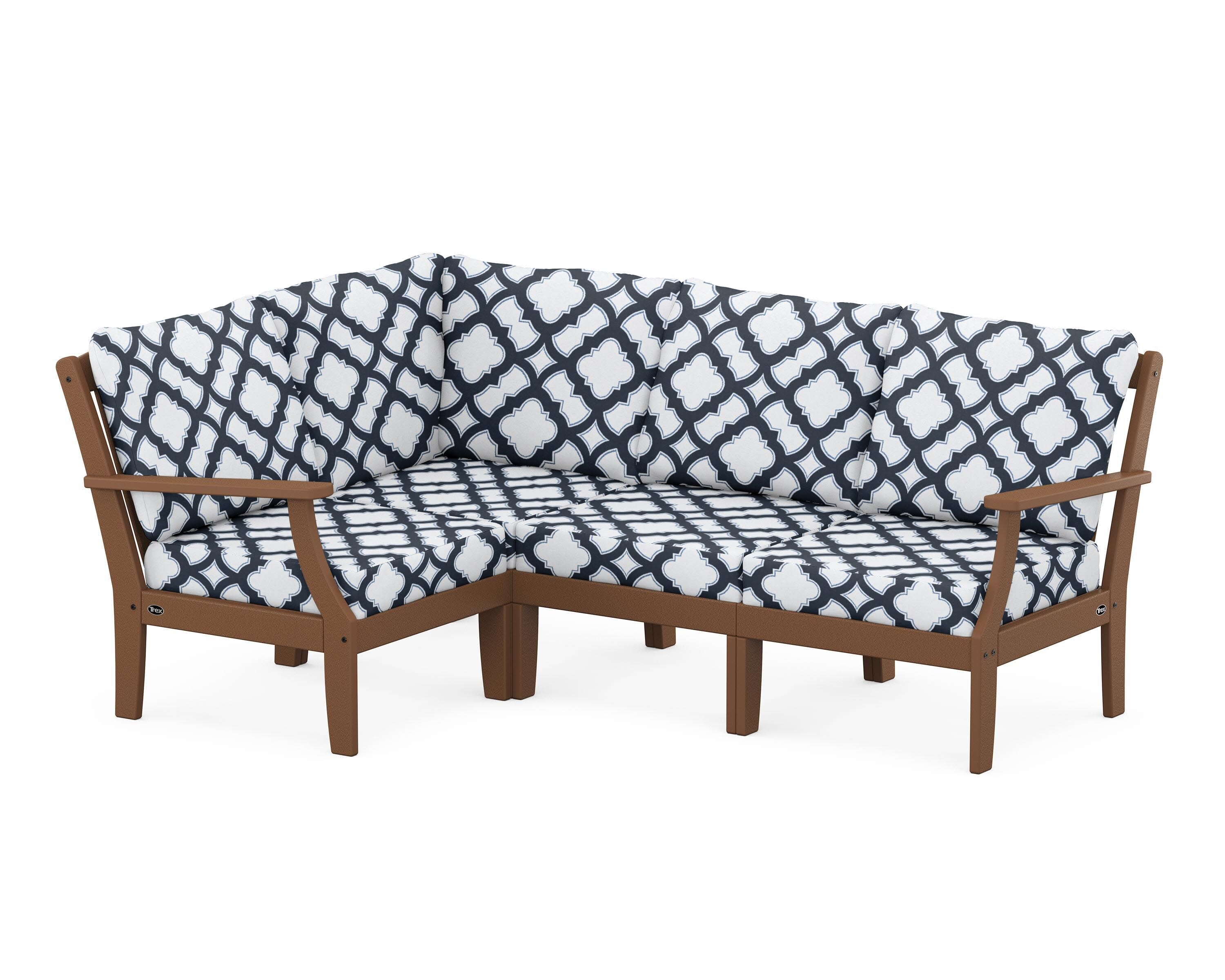 Yacht Club Modular 4-Piece Deep Seating Set in Tree House / Trellis Marine Indigo