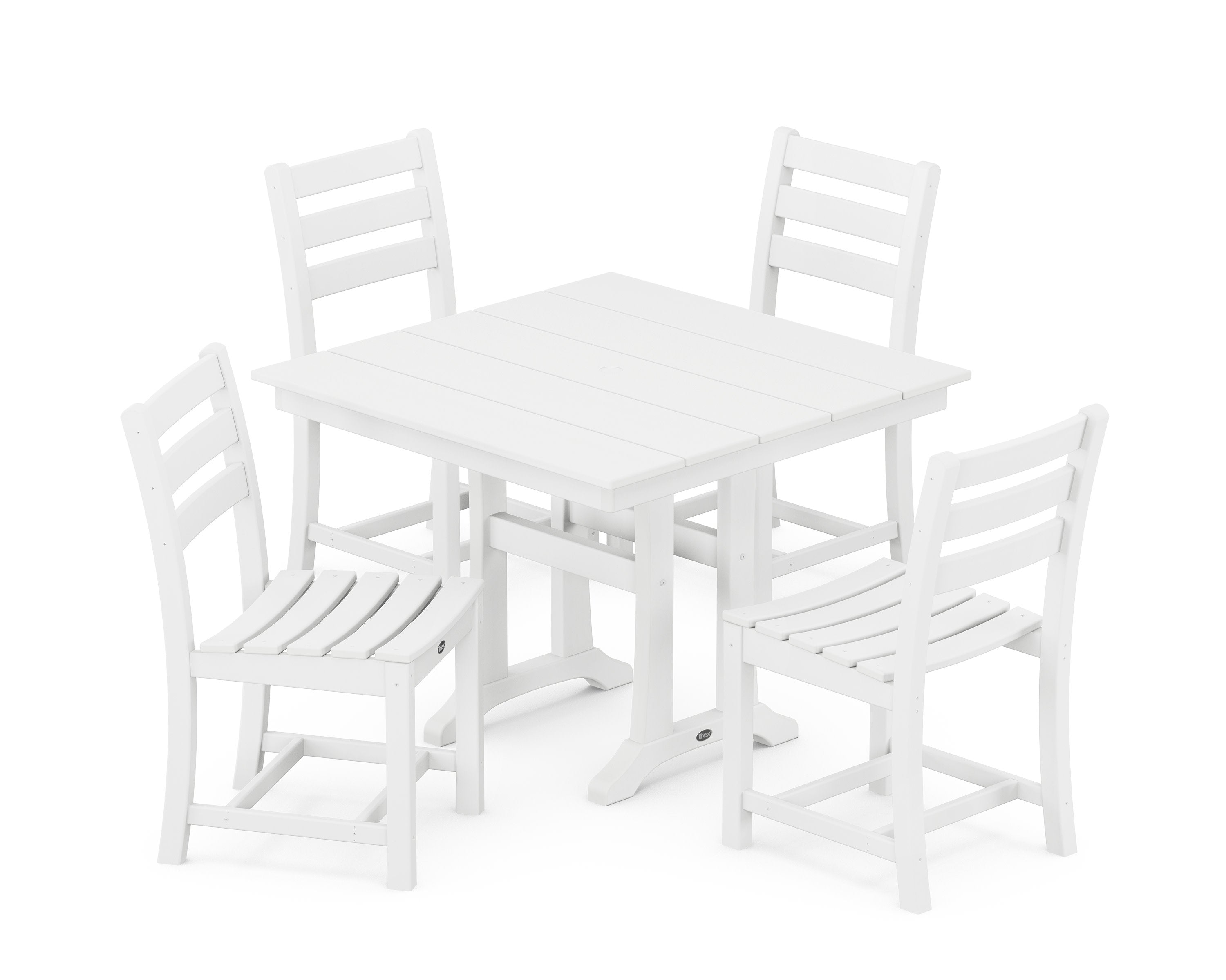 Monterey Bay 5-Piece Farmhouse Trestle Side Chair Dining Set in Classic White