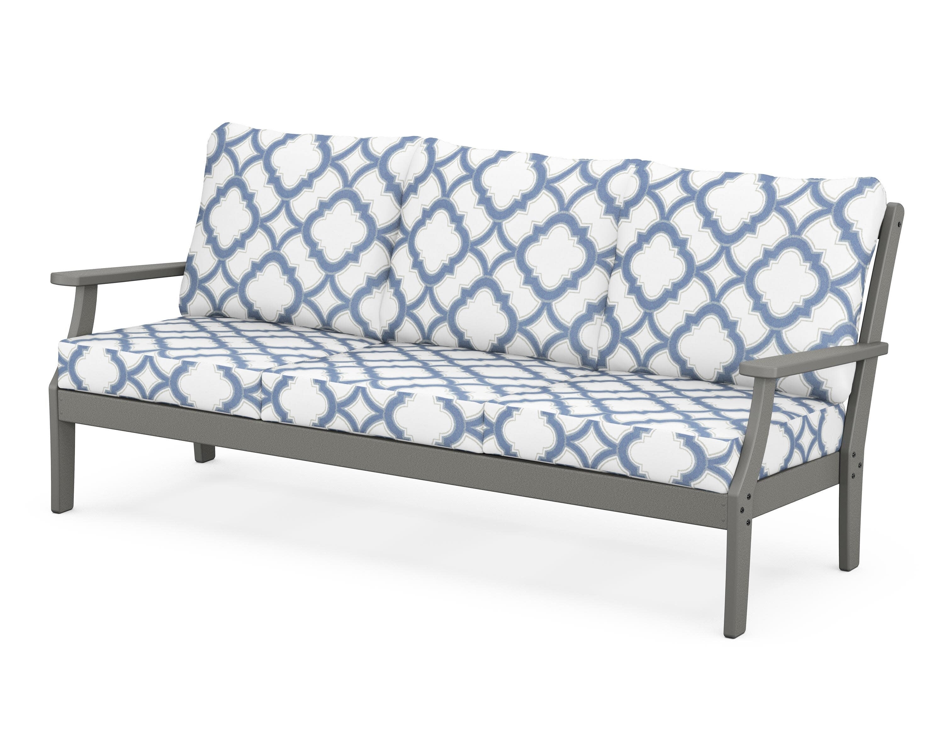 Yacht Club Deep Seating Sofa in Stepping Stone / Trellis Sky Blue