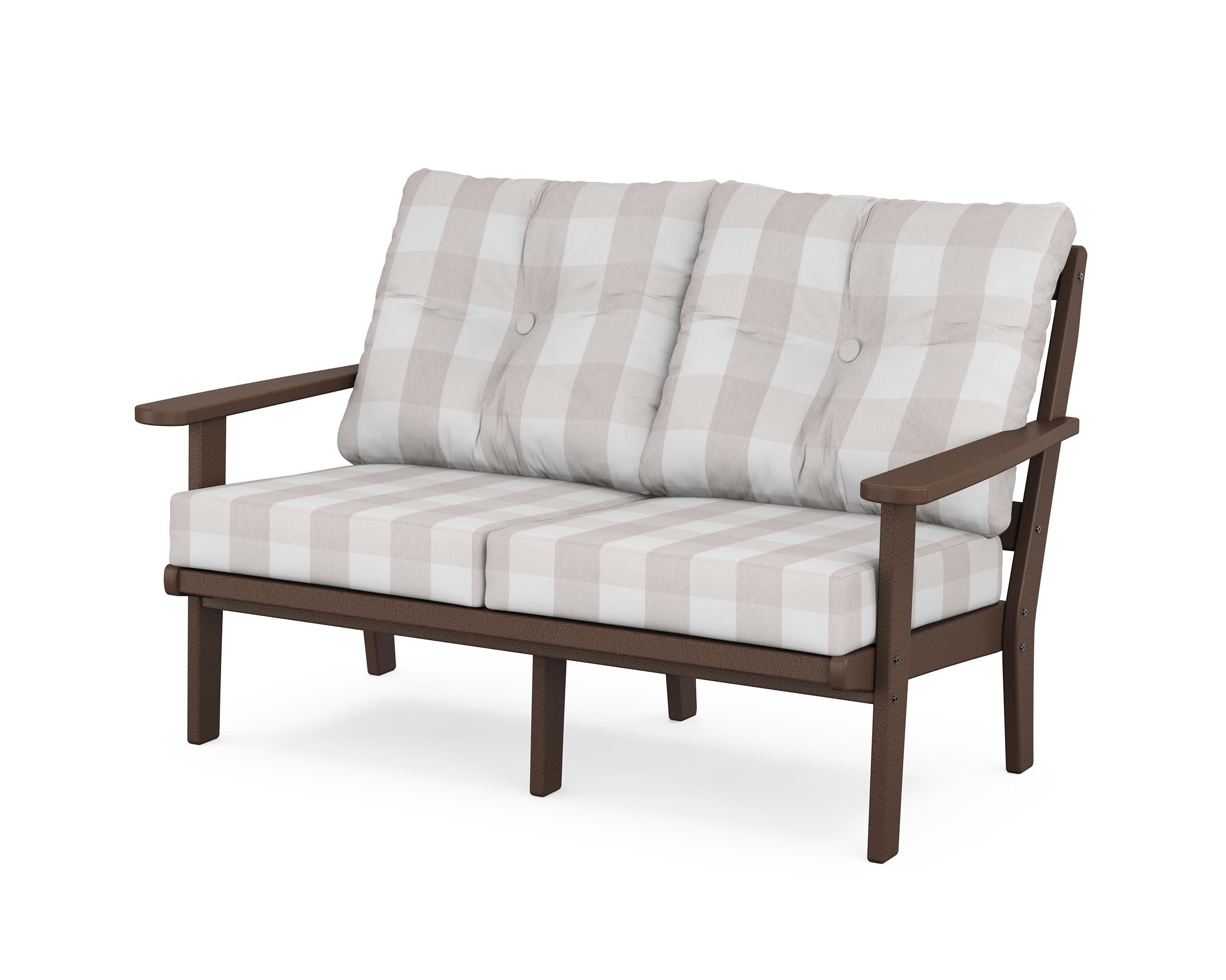 Cape Cod Deep Seating Loveseat in Vintage Lantern / Buffalo Plaid Dune Burlap
