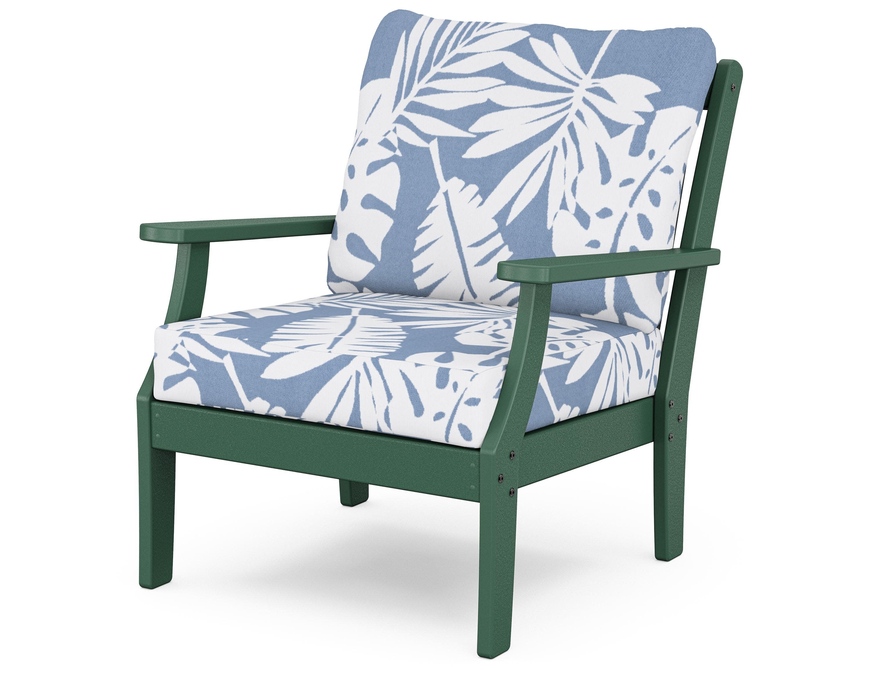 Yacht Club Deep Seating Chair in Rainforest Canopy / Leaf Sky Blue