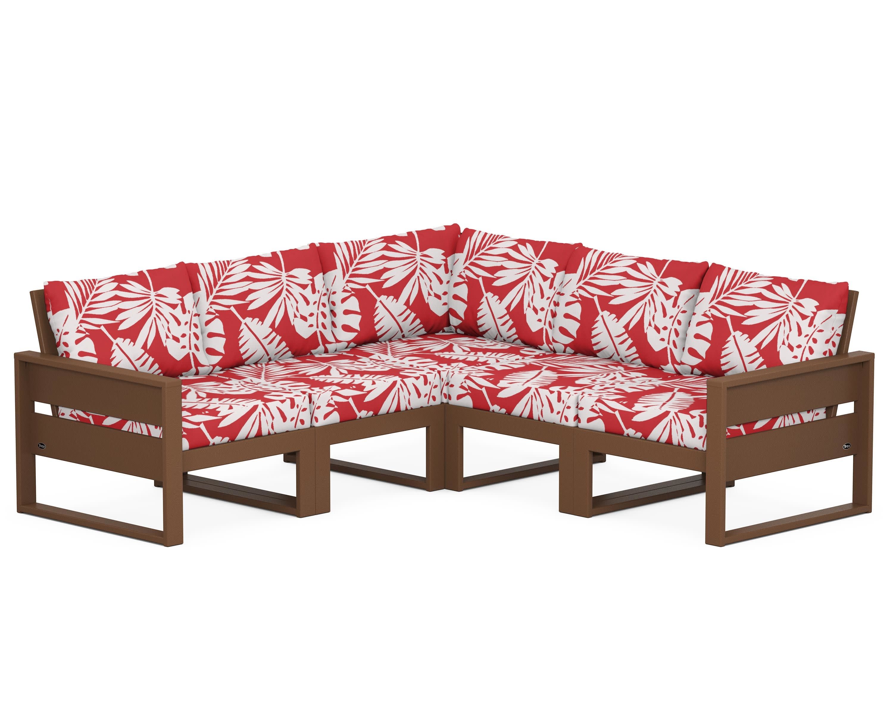 Eastport 5-Piece Sectional in Tree House / Leaf Crimson