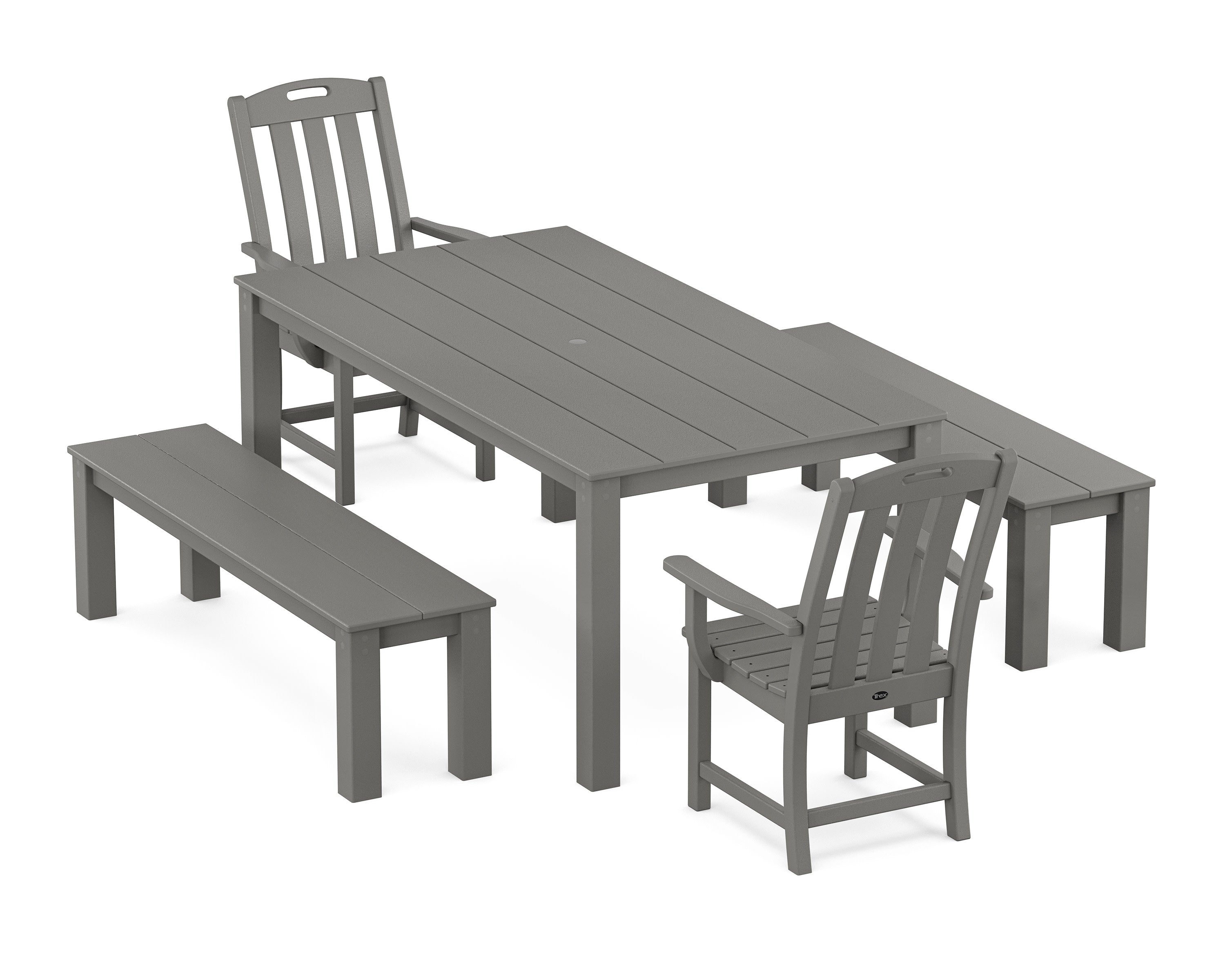 Yacht Club 5-Piece Parsons Dining Set with Benches in Stepping Stone