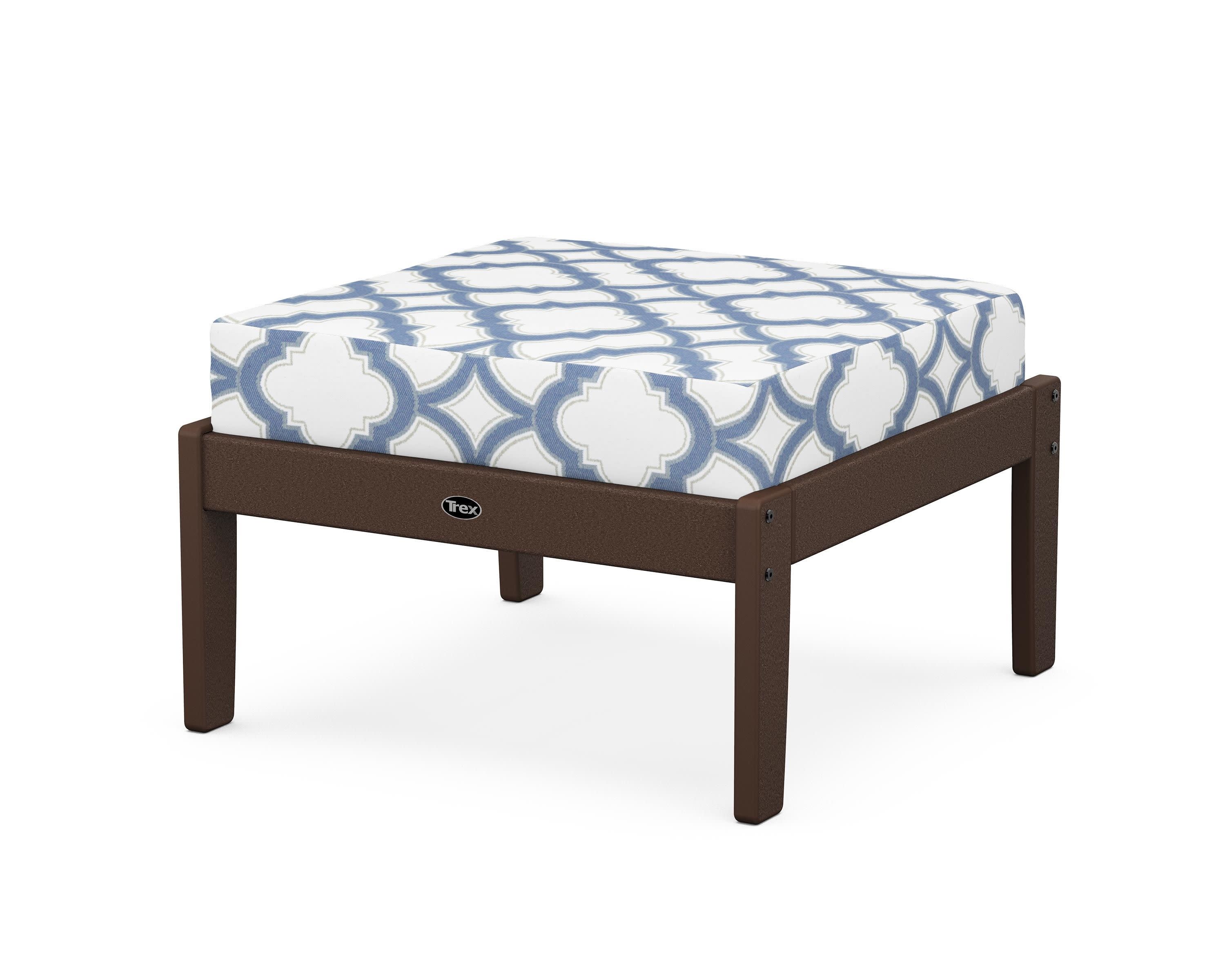 Yacht Club Deep Seating Ottoman in Vintage Lantern / Trellis Sky Blue