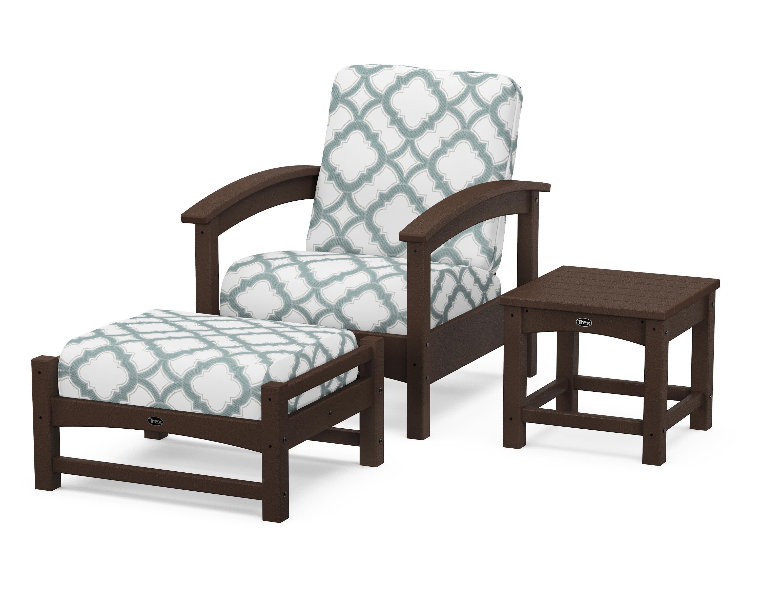 Rockport 3-Piece Deep Seating Set in Vintage Lantern / Trellis Glacier Spa