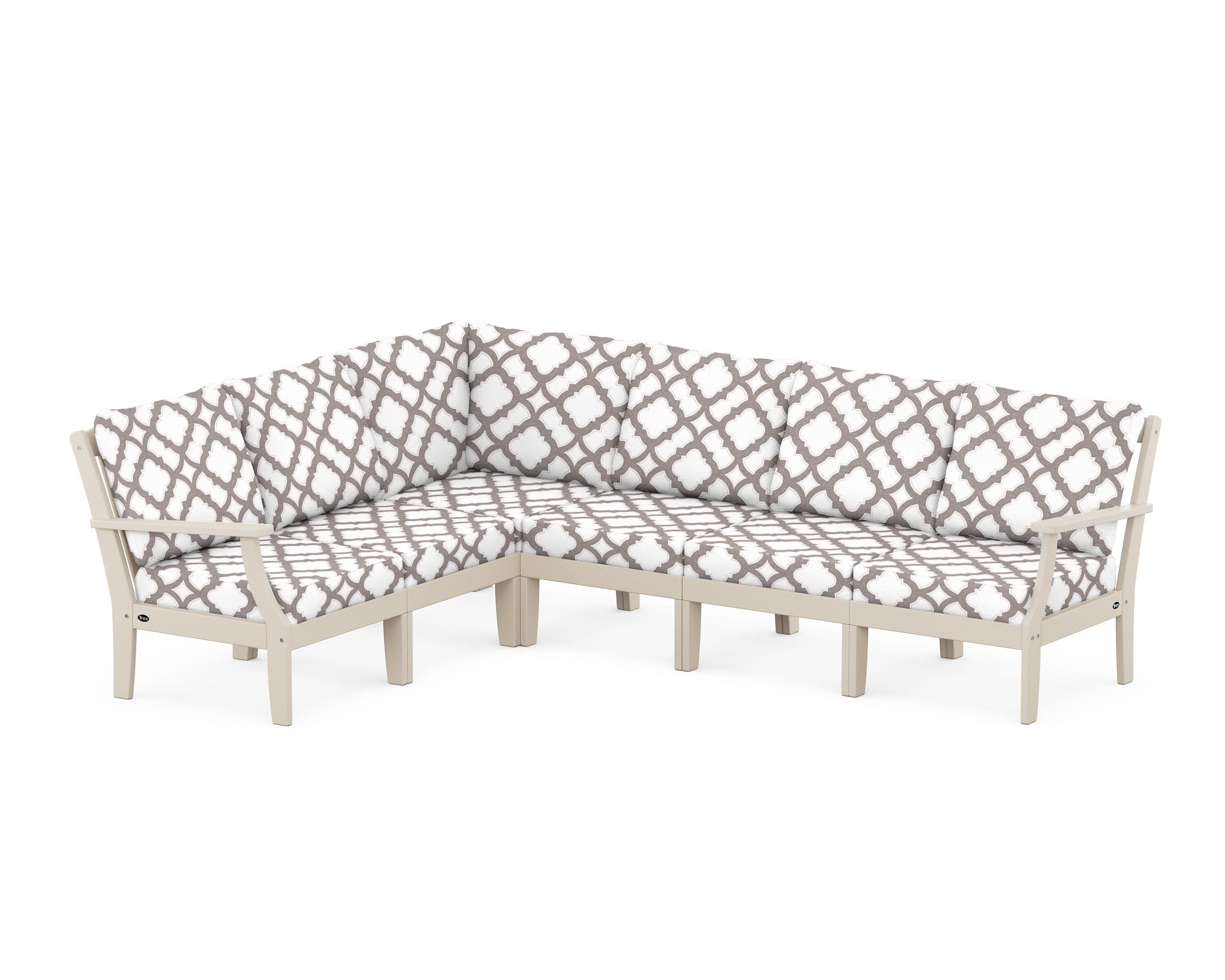 Yacht Club Modular 6-Piece Deep Seating Set in Sand Castle / Trellis Grey Mist