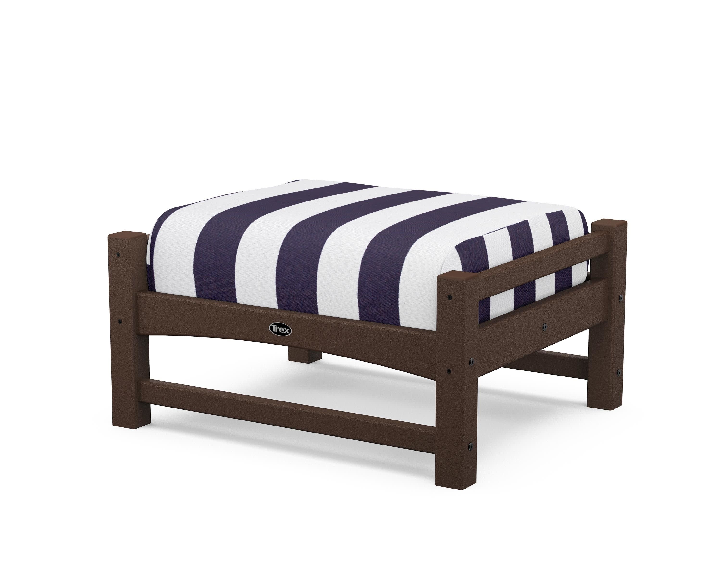 Rockport Club Ottoman in Vintage Lantern / Cabana Stripe Navy