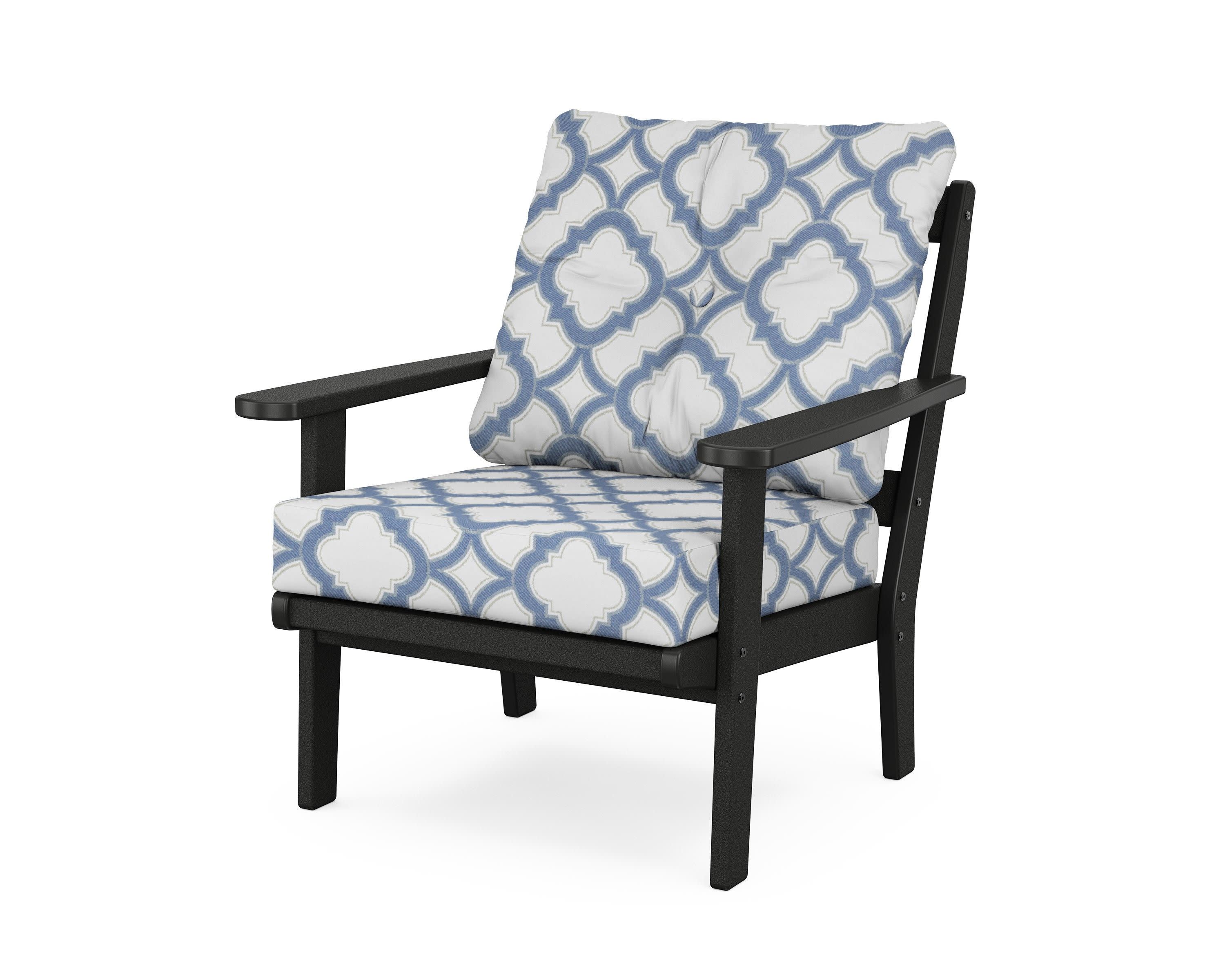 Cape Cod Deep Seating Chair in Charcoal Black / Trellis Sky Blue