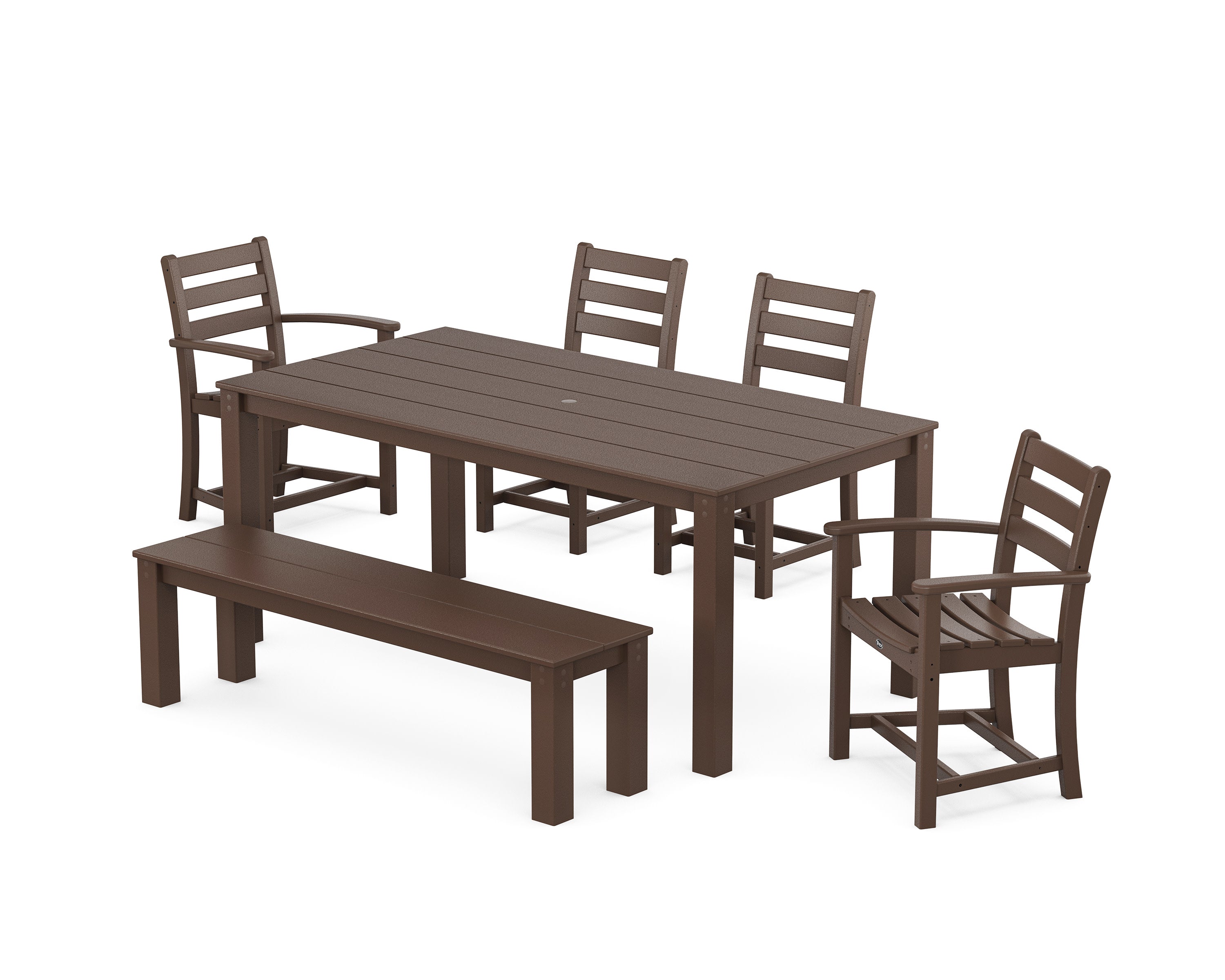 Monterey Bay 6-Piece Parsons Dining Set with Bench in Vintage Lantern