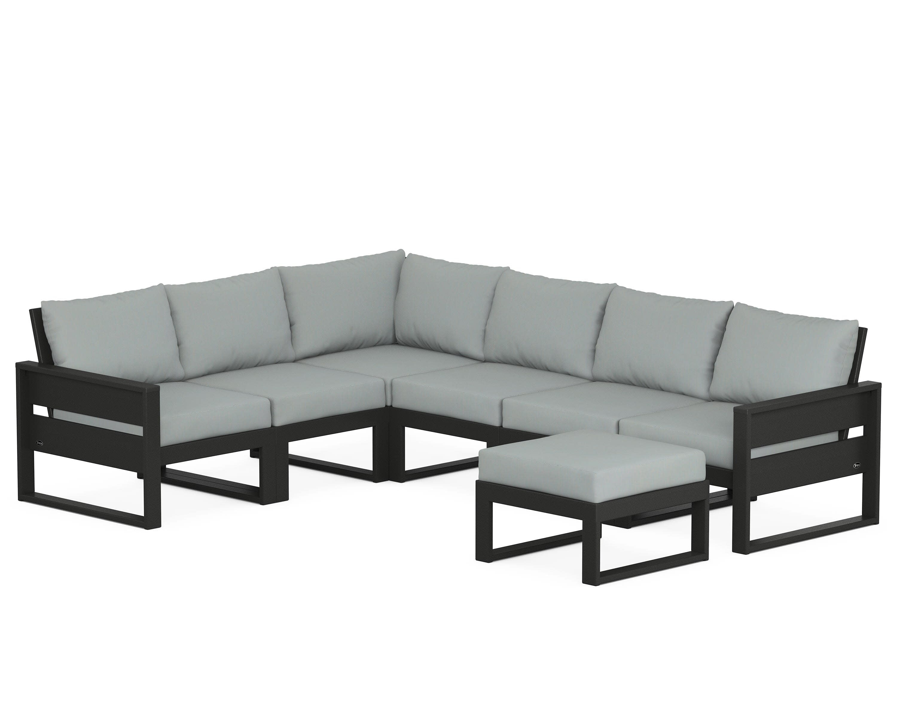 Eastport 6-Piece Sectional with Ottoman in Charcoal Black / Spa