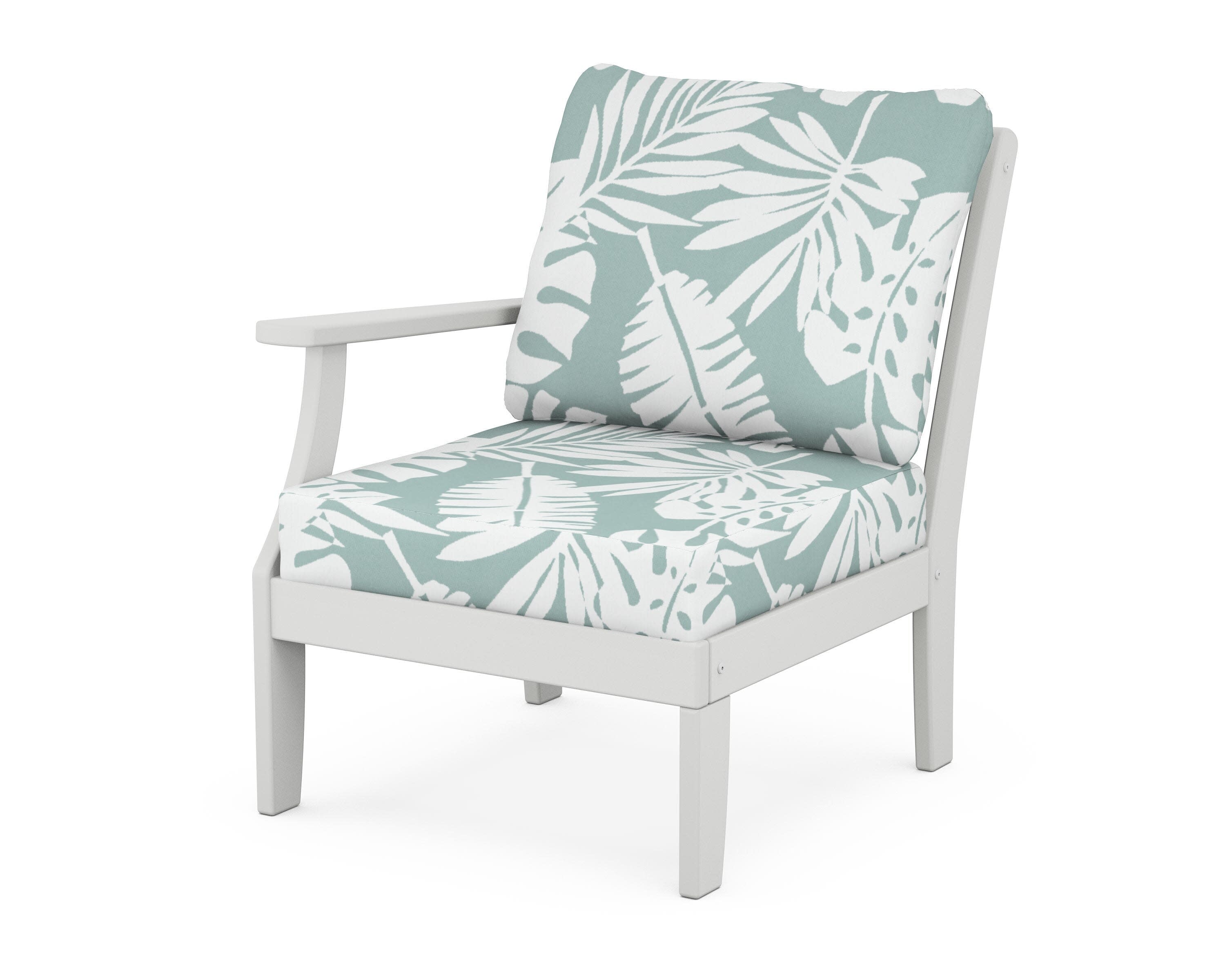 Yacht Club Modular Left Arm Chair in Classic White / Leaf Glacier Spa