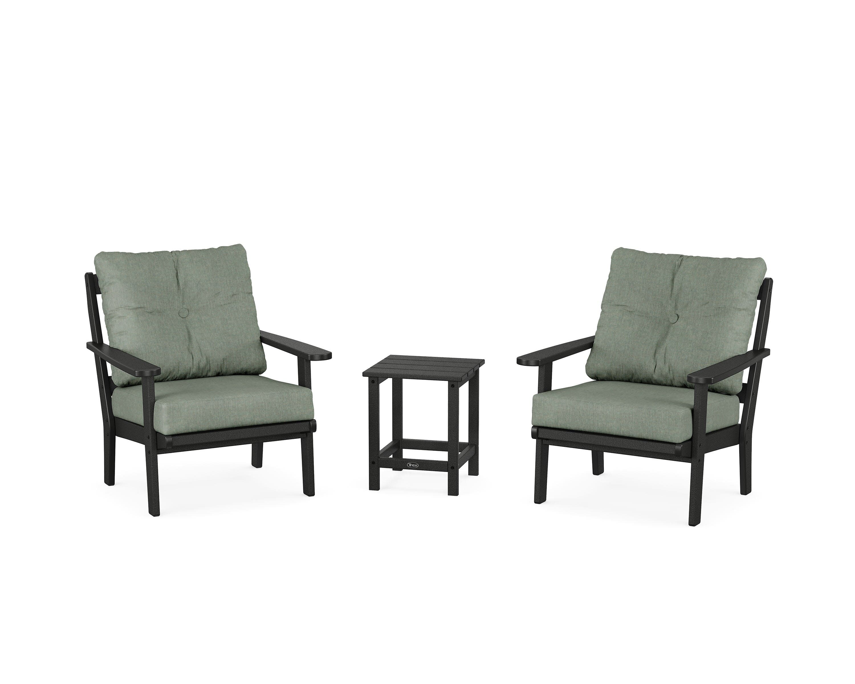Cape Cod 3-Piece Deep Seating Set in Charcoal Black / Cast Sage
