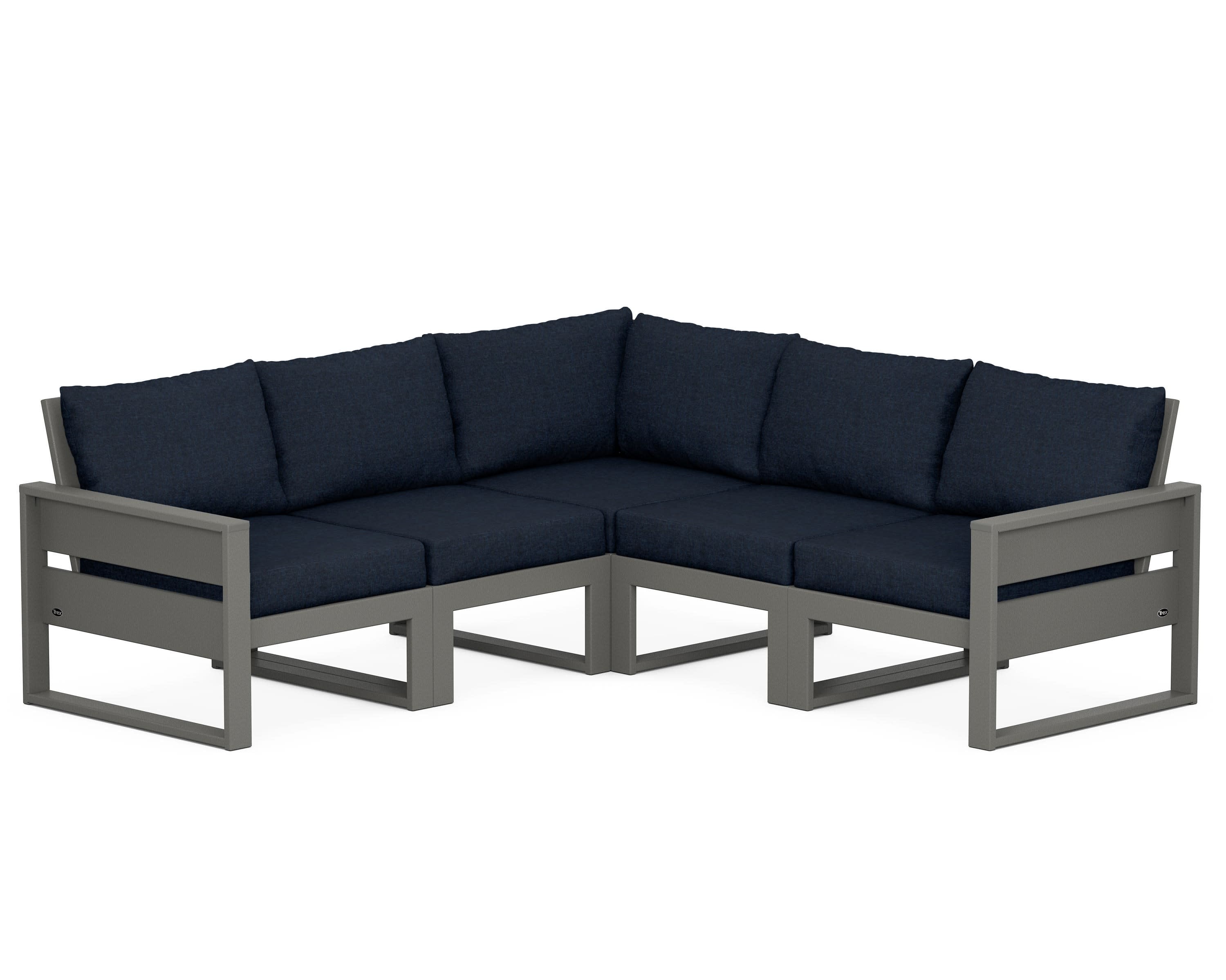 Eastport 5-Piece Sectional in Stepping Stone / Marine Indigo