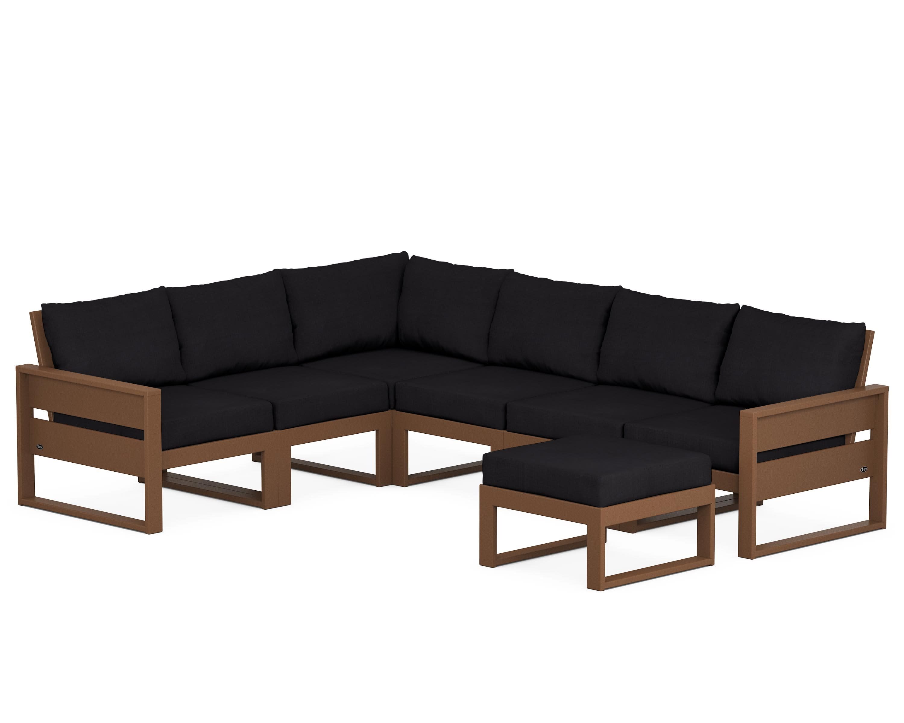 Eastport 6-Piece Sectional with Ottoman in Tree House / Midnight Linen