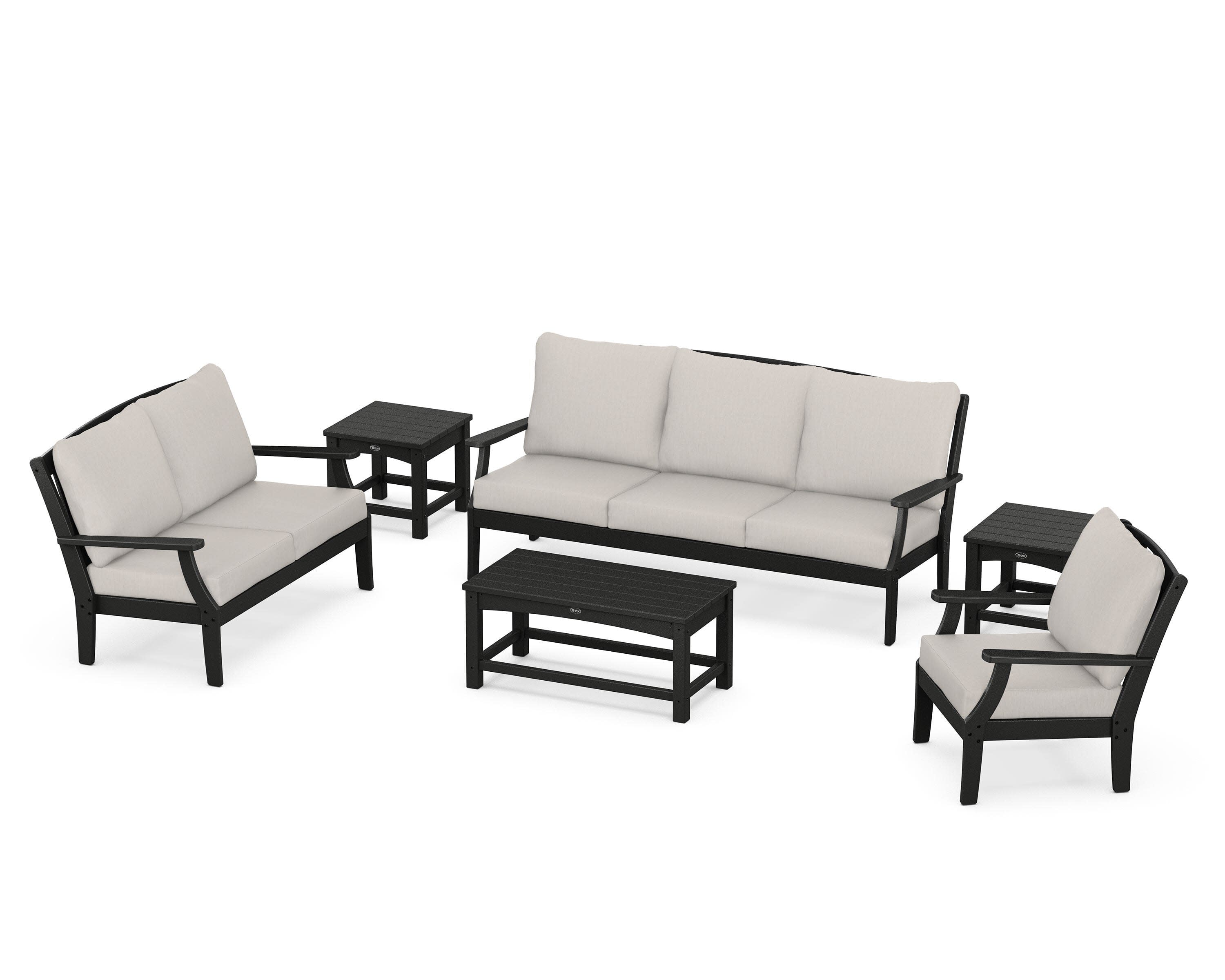 Yacht Club 6-Piece Deep Seating Set in Charcoal Black / Cast Ash