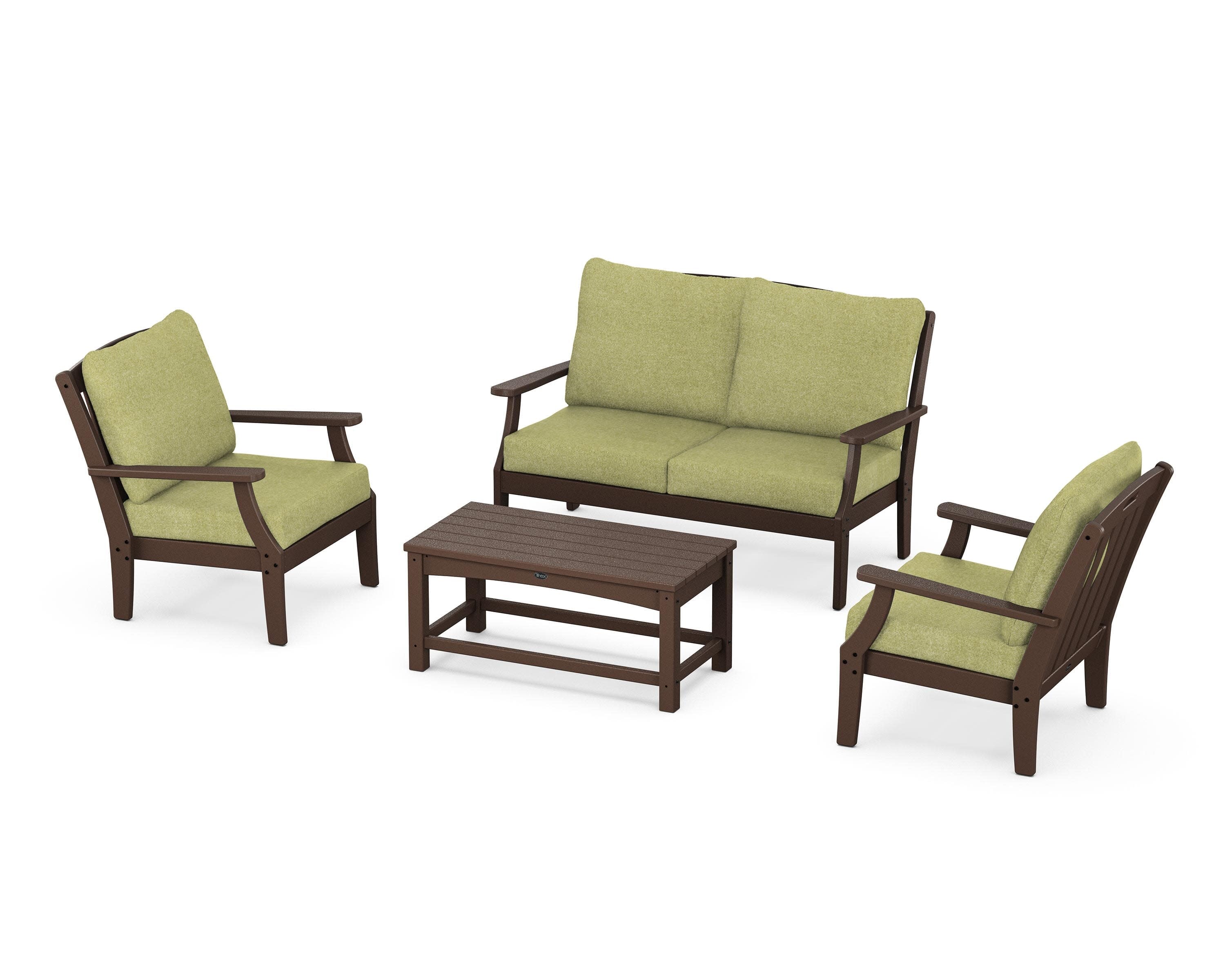 Yacht Club 4-Piece Deep Seating Chair Set in Vintage Lantern / Chartreuse Boucle