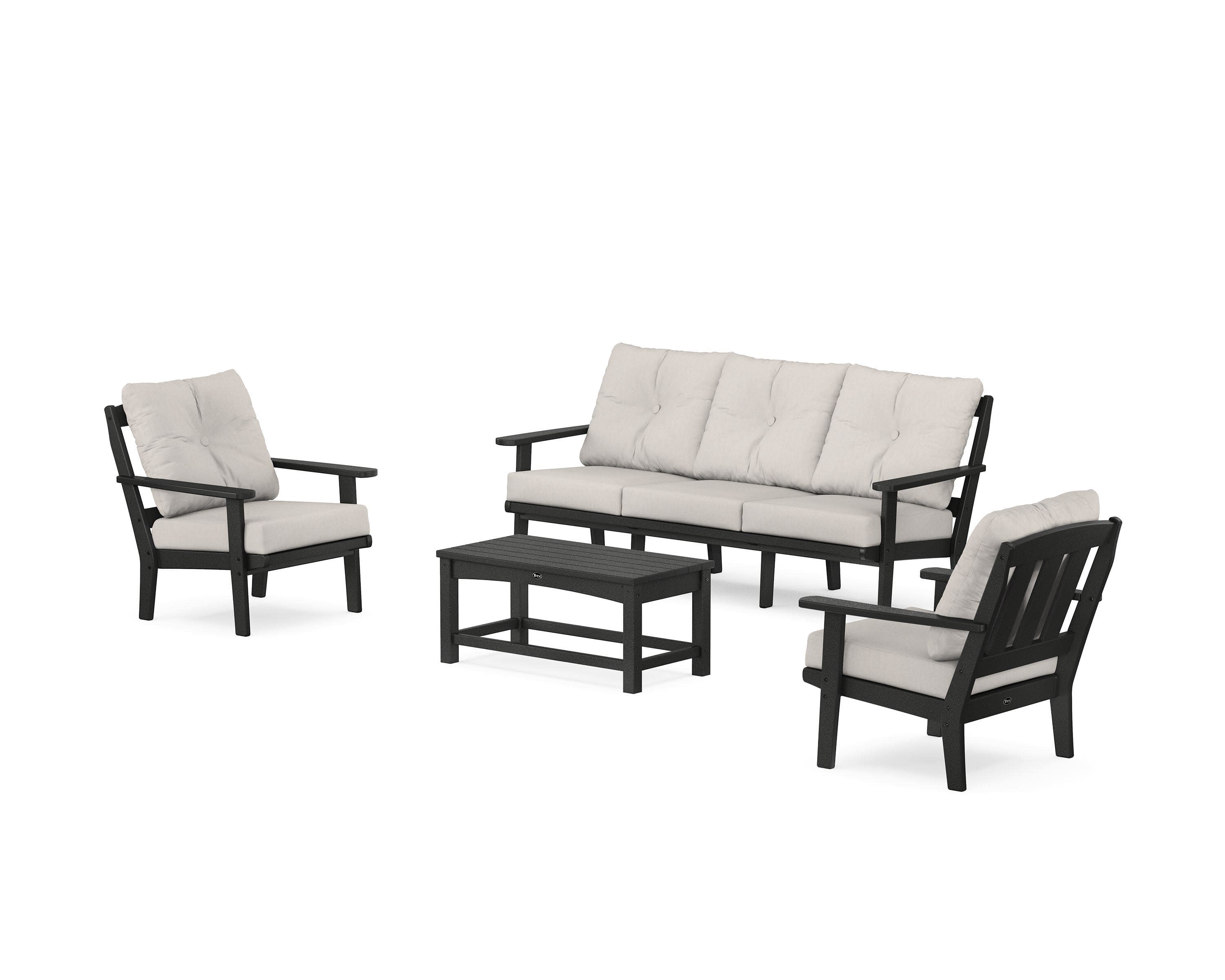 Cape Cod 4-Piece Deep Seating Set with Sofa in Charcoal Black / Cast Ash