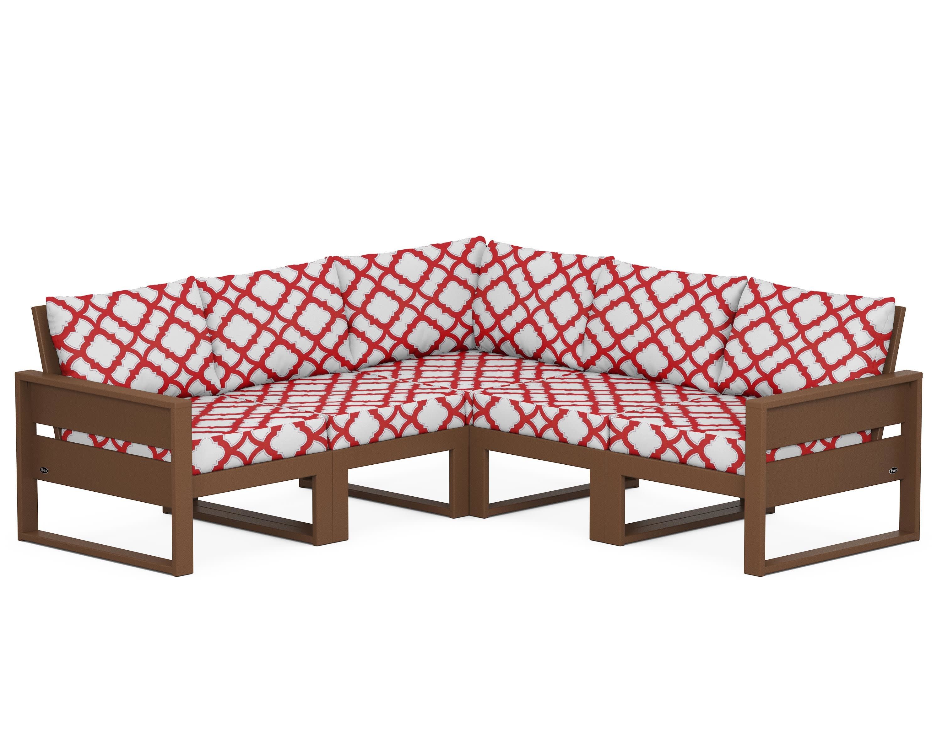 Eastport 5-Piece Sectional in Tree House / Trellis Crimson