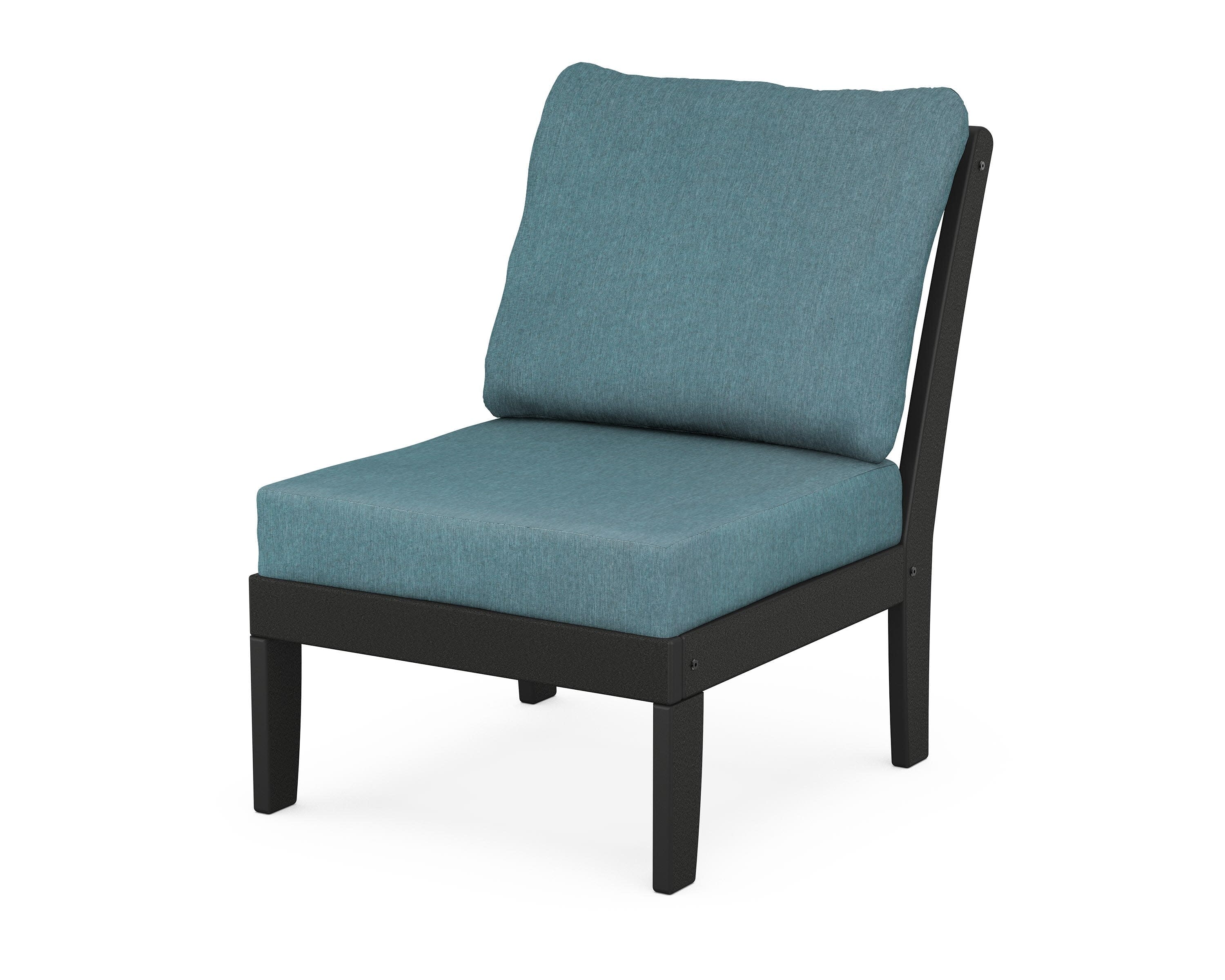 Yacht Club Modular Armless Chair in Charcoal Black / Ocean Teal
