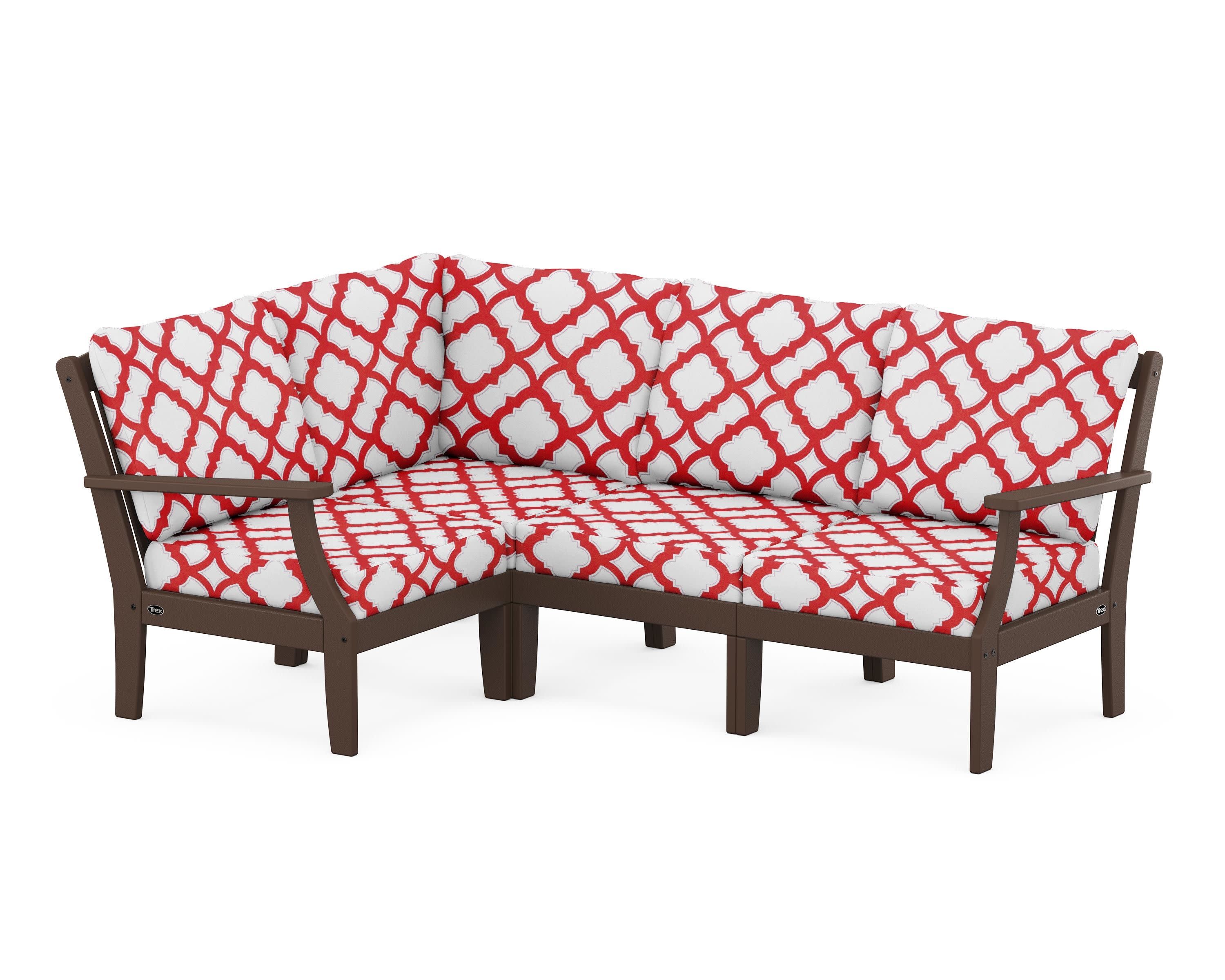 Yacht Club Modular 4-Piece Deep Seating Set in Vintage Lantern / Trellis Crimson