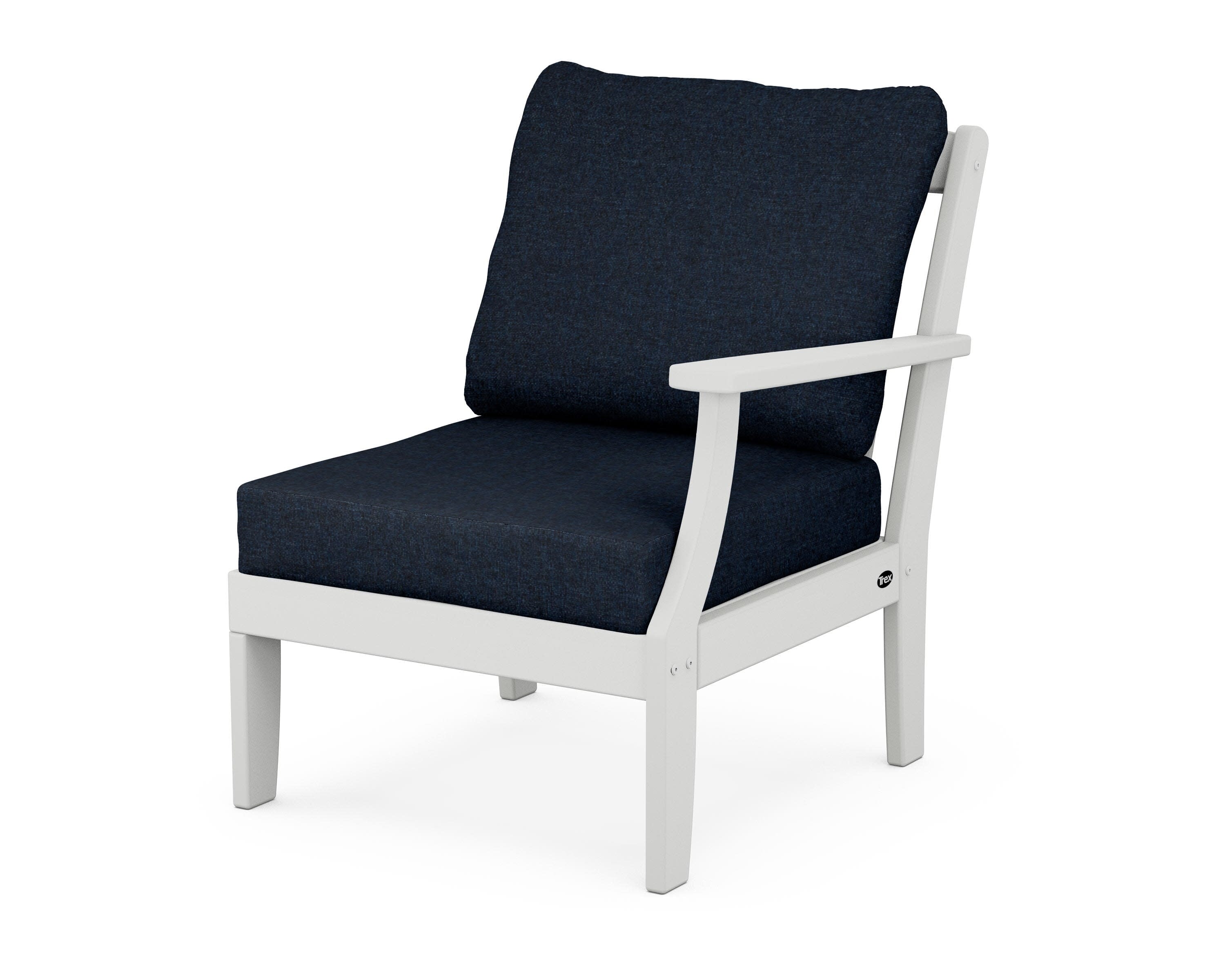 Yacht Club Modular Right Arm Chair in Classic White / Marine Indigo