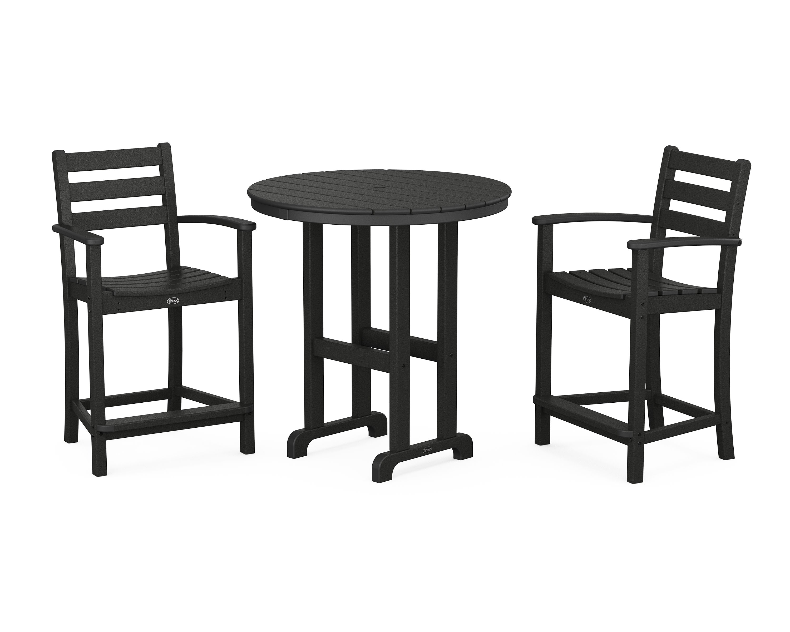 Monterey Bay 3-Piece Arm Chair Counter Set in Charcoal Black