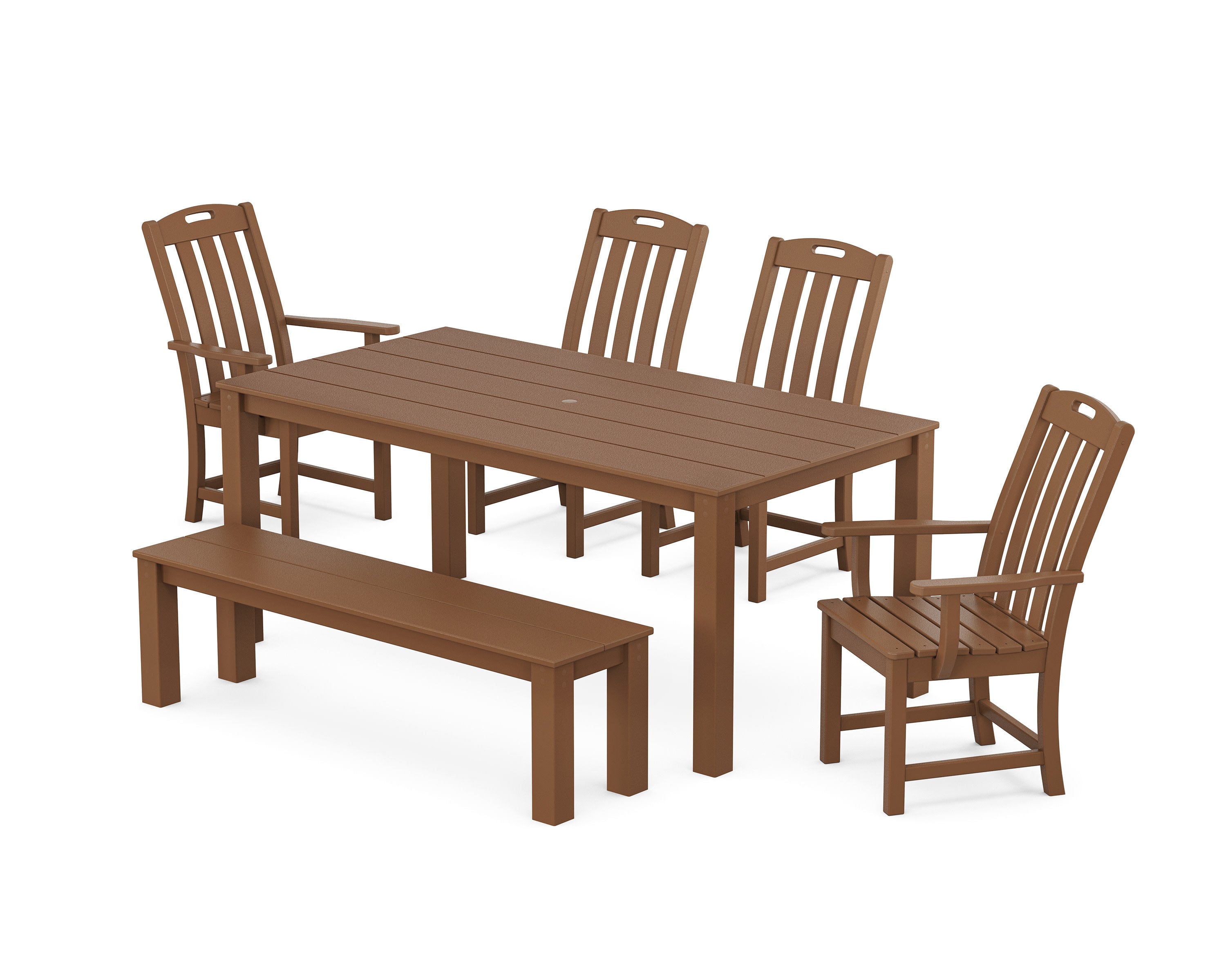 Yacht Club 6-Piece Parsons Dining Set with Bench in Tree House