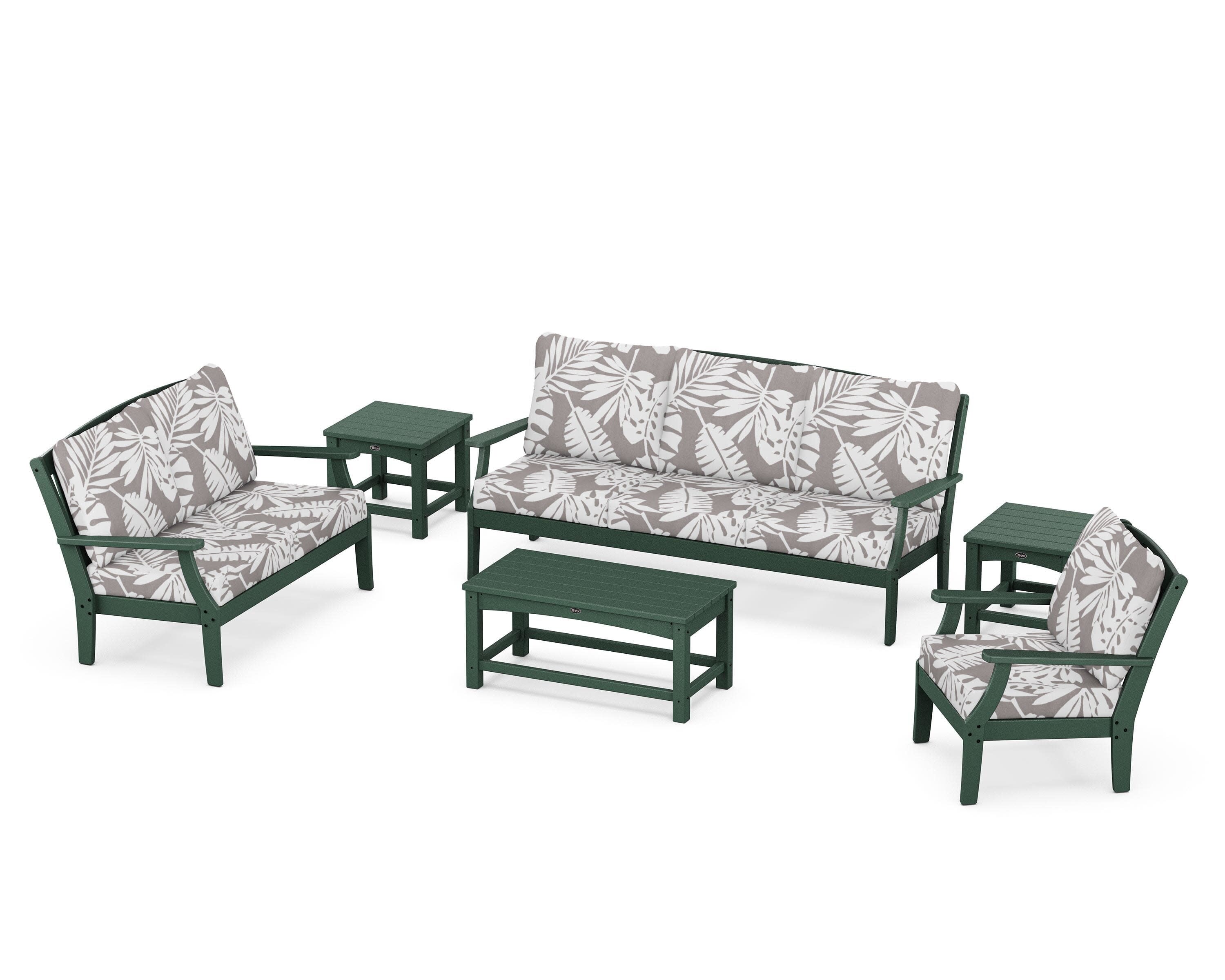 Yacht Club 6-Piece Deep Seating Set in Rainforest Canopy / Leaf Grey Mist