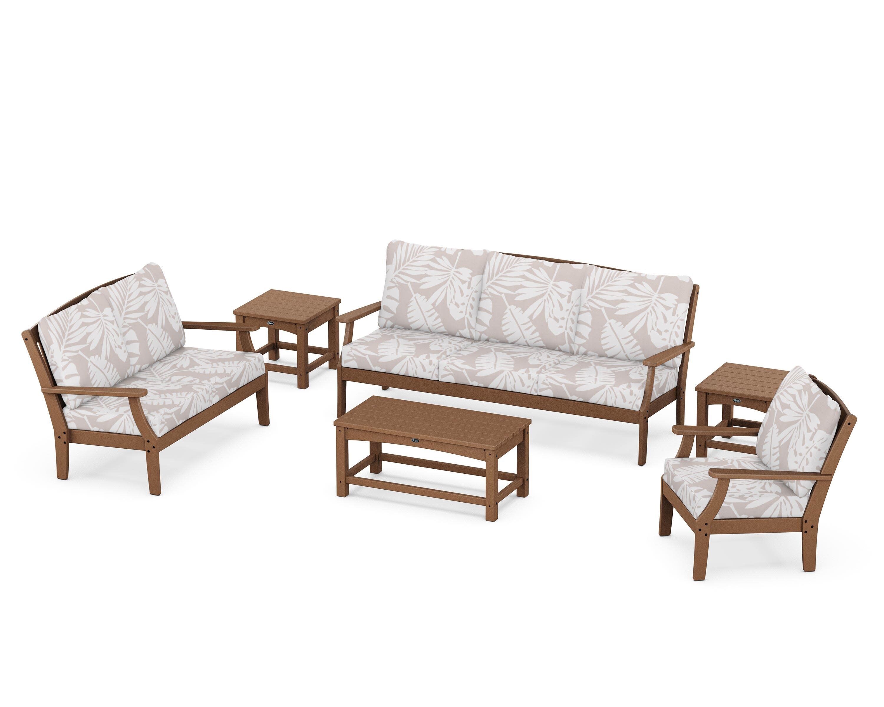 Yacht Club 6-Piece Deep Seating Set in Tree House / Leaf Dune Burlap