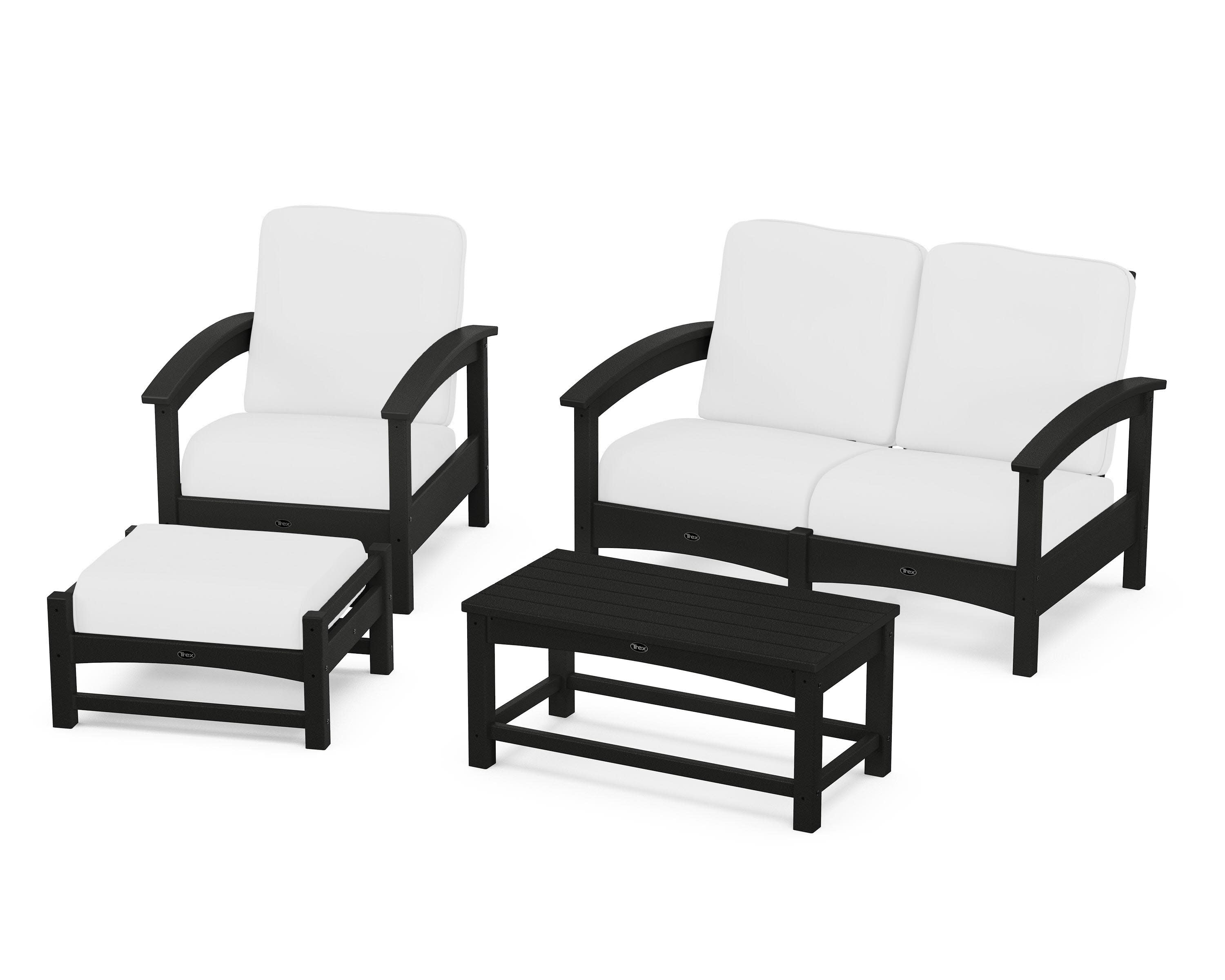 Rockport 4-Piece Deep Seating Conversation Group in Charcoal Black / Natural