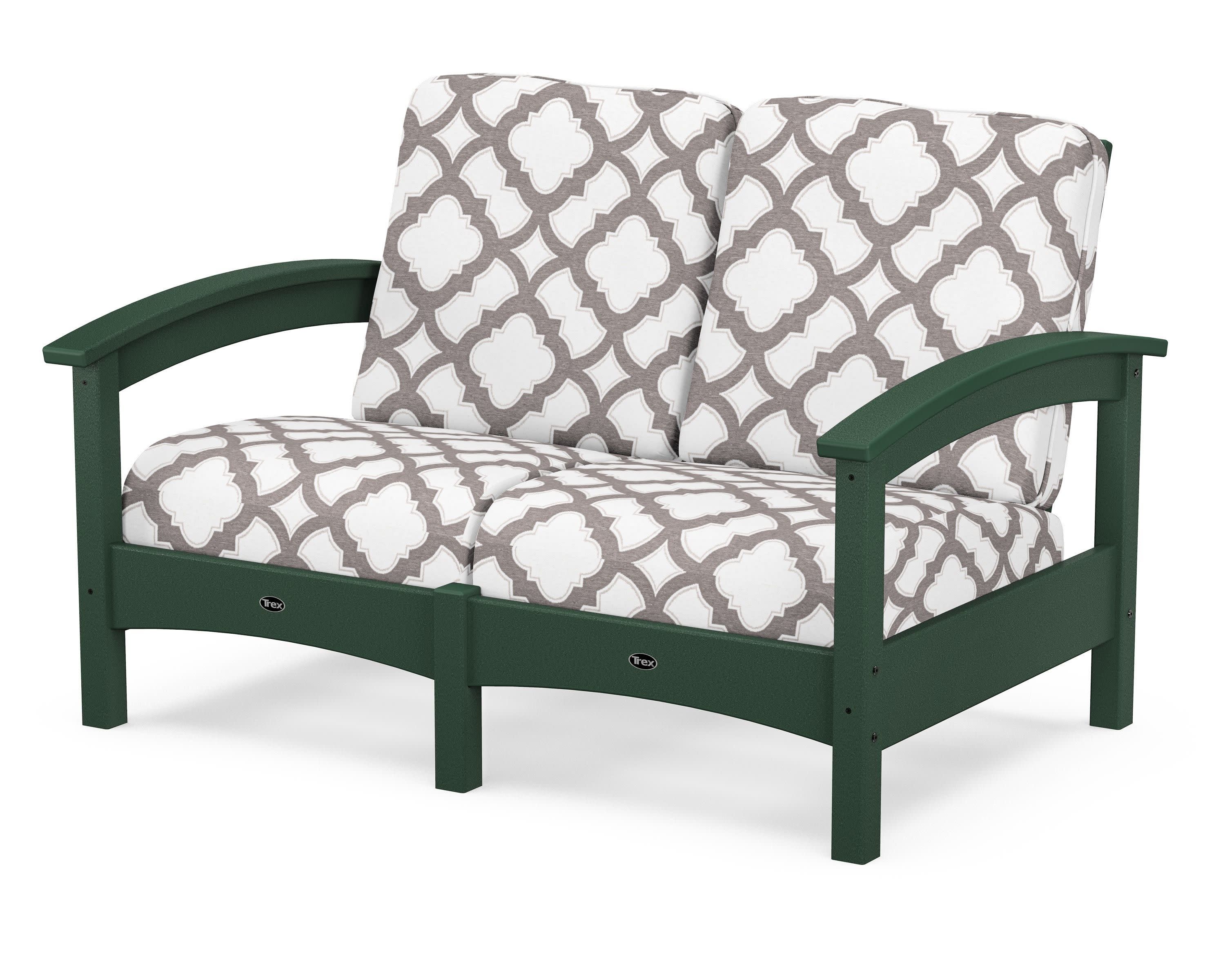 Rockport Club Loveseat in Rainforest Canopy / Trellis Grey Mist