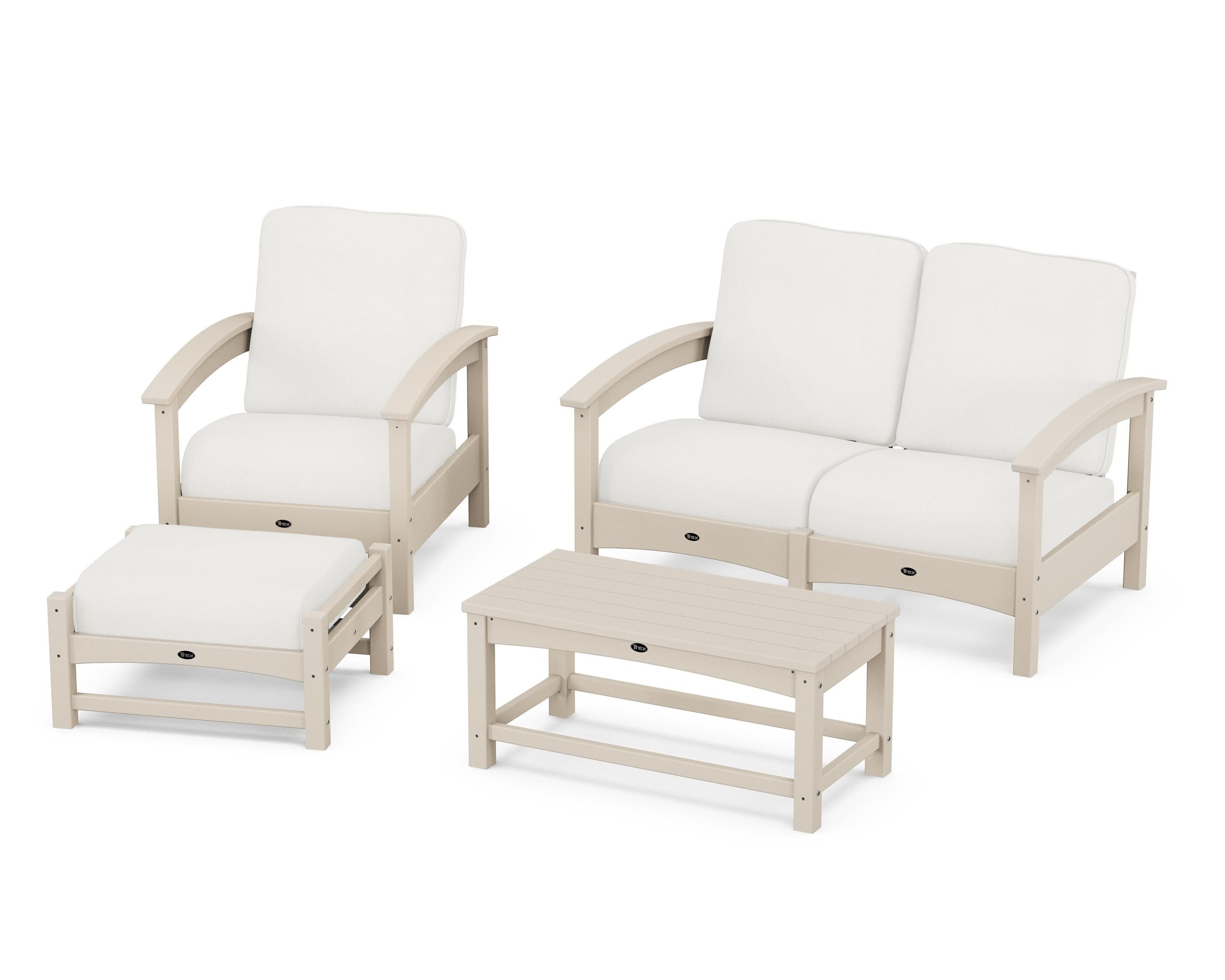 Rockport 4-Piece Deep Seating Conversation Group in Sand Castle / Natural Linen
