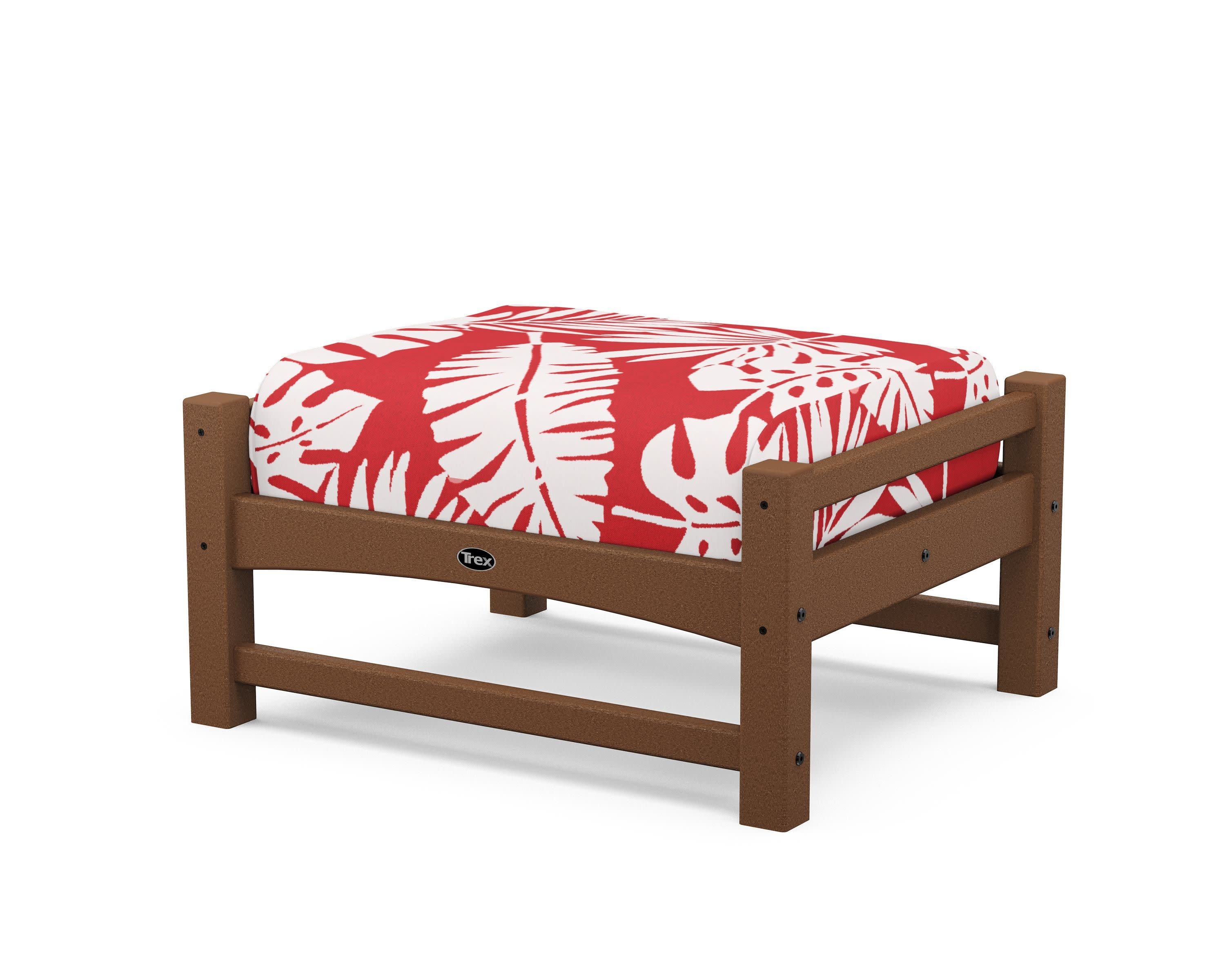 Rockport Club Ottoman in Tree House / Leaf Crimson